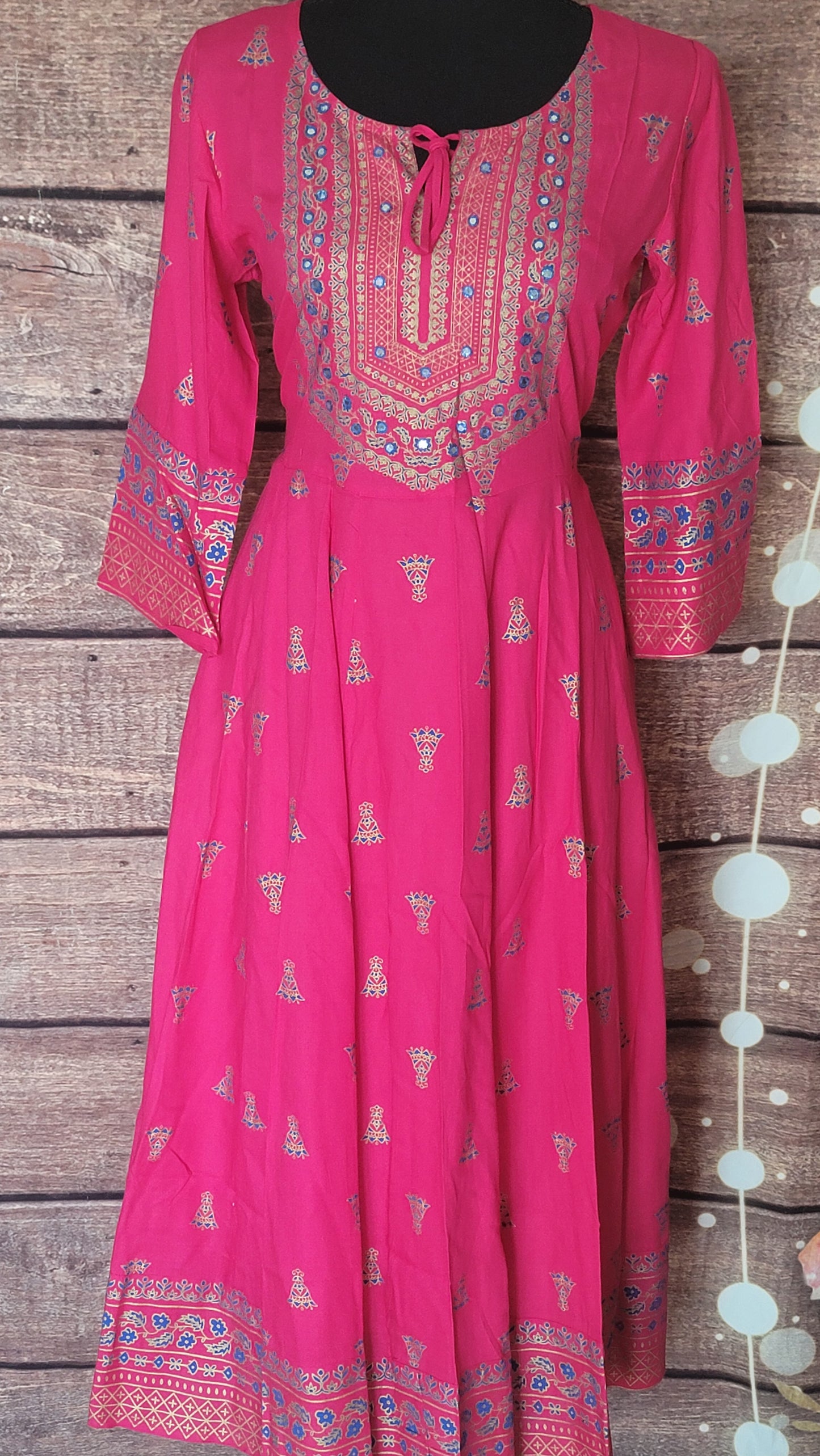 Cotton kurti with print and mirror work