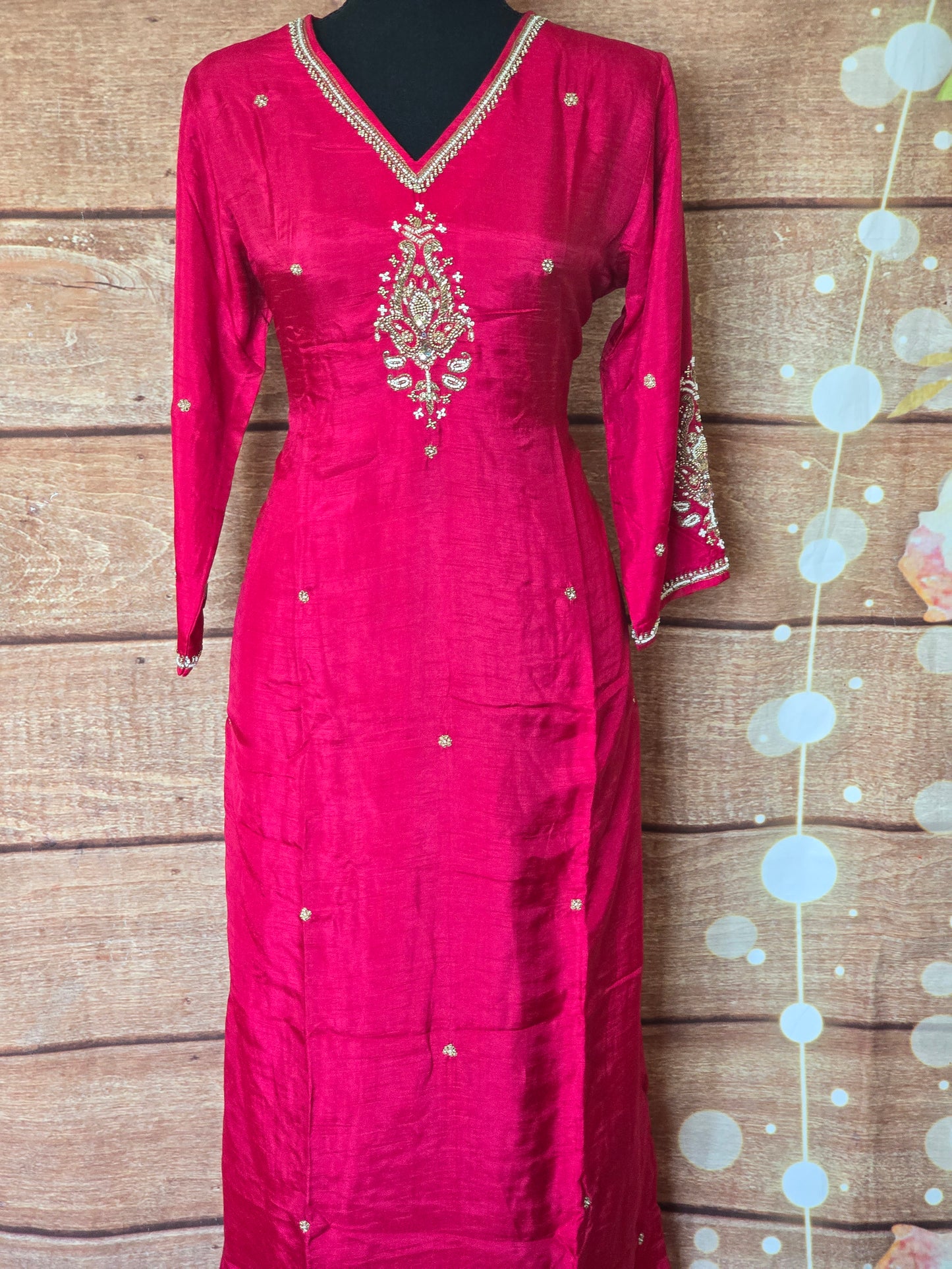 Pink Party wear salwar suit set- pant & dupatta