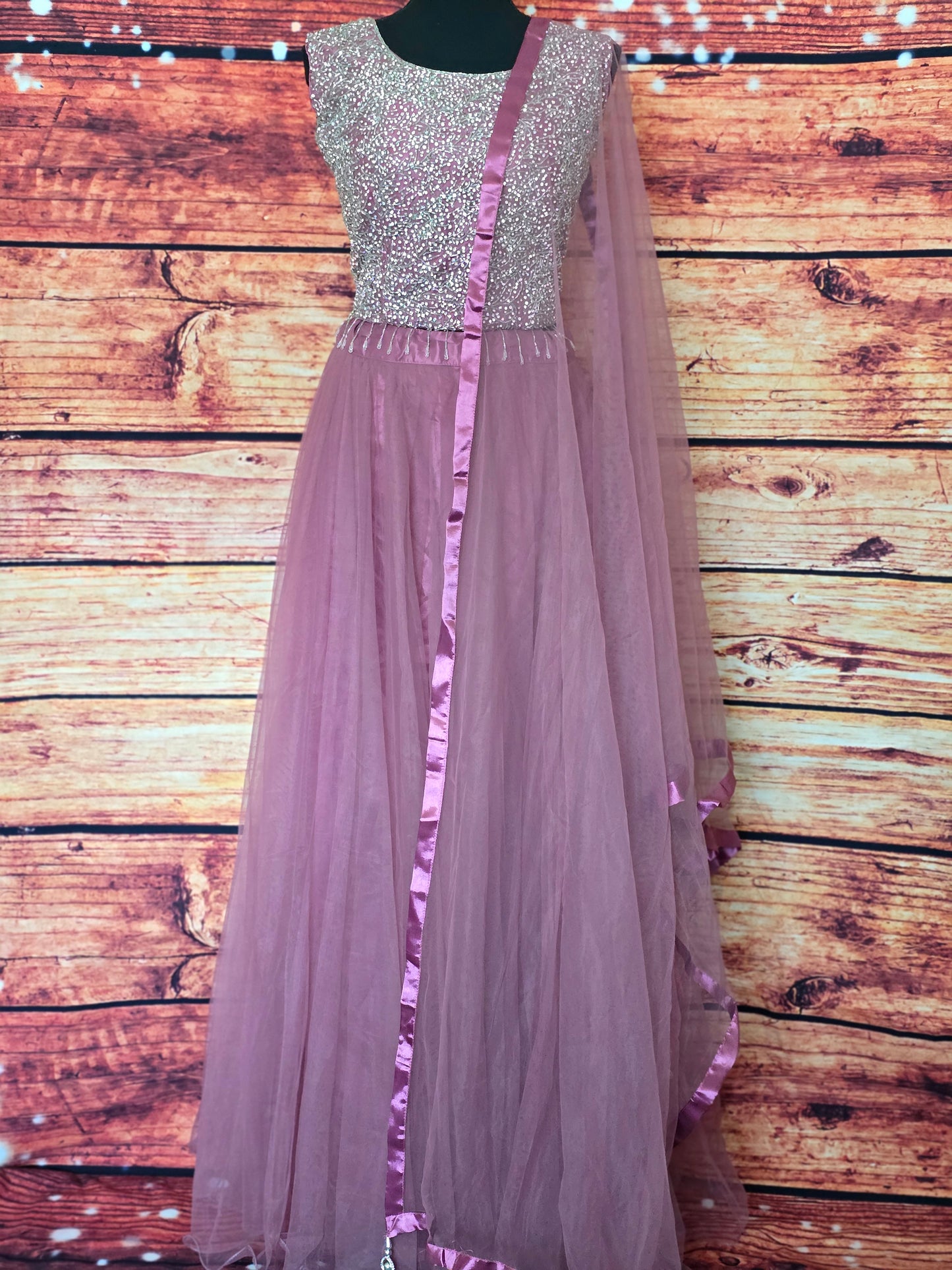 Lehenga set ( net skirt) with heavy work crop top- net dupatta