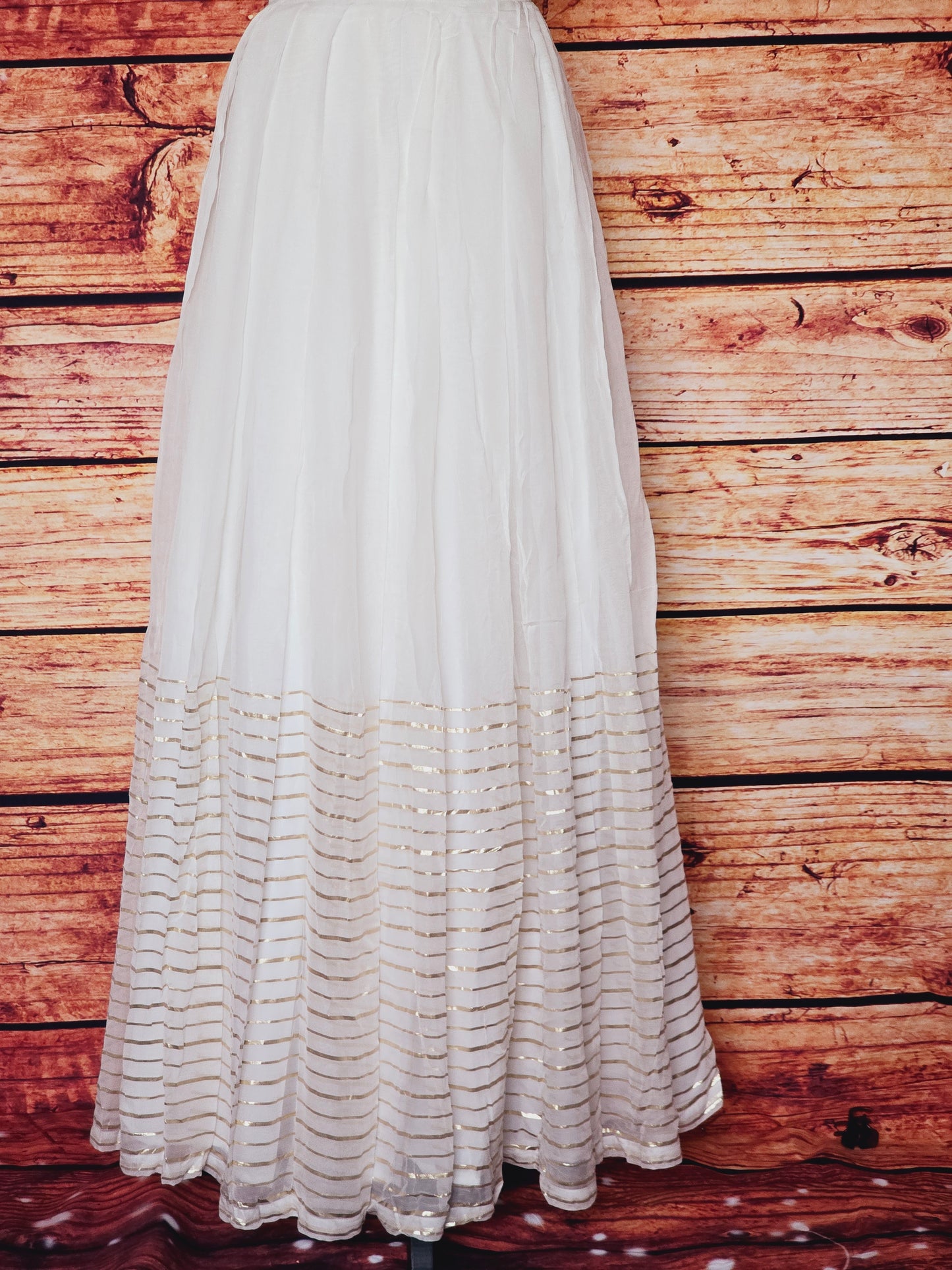 Onam skirt with stripes- gold crop top (teenagers)