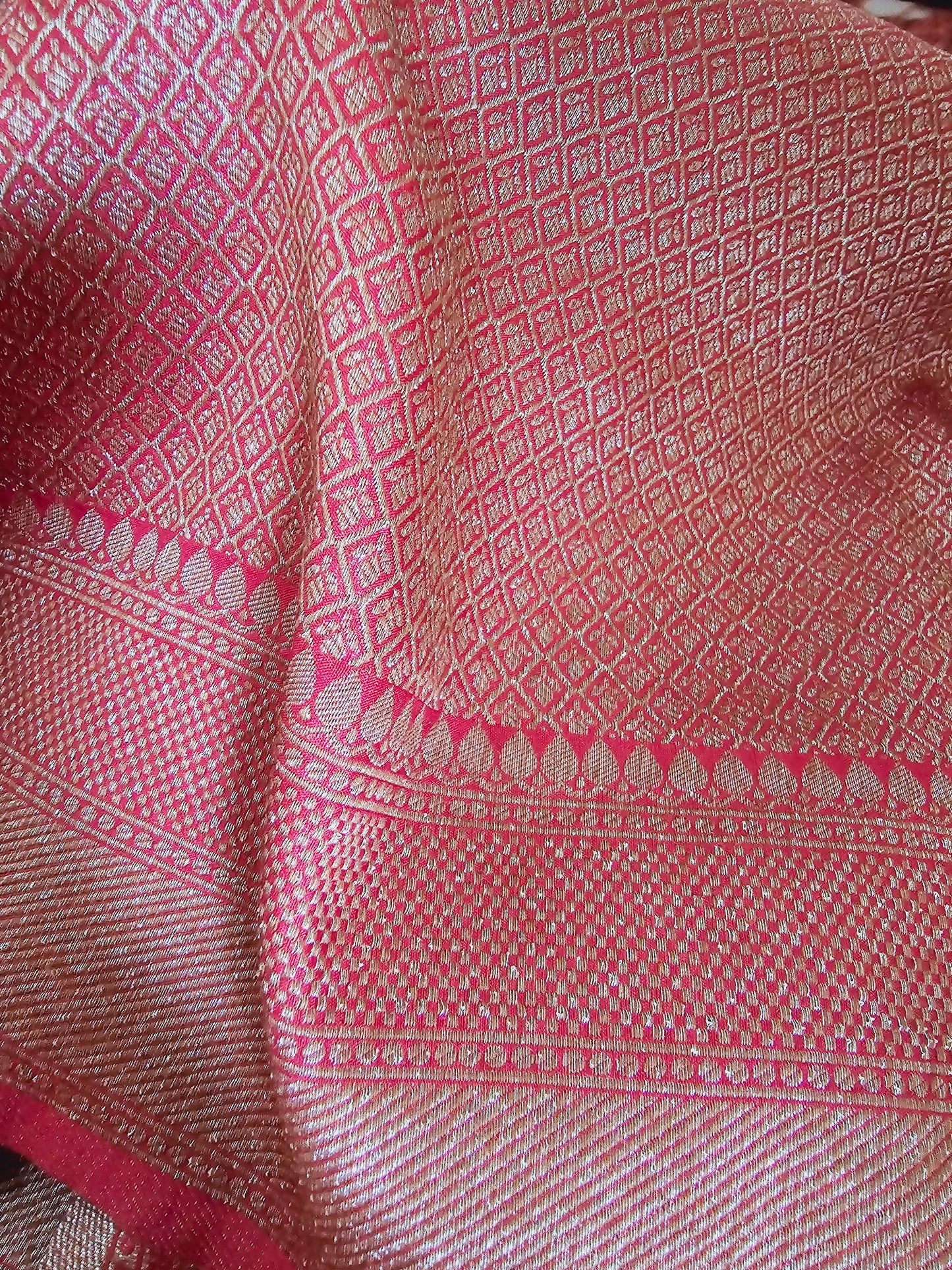 Semi katan (brocade light weight) saree with stitched blouse