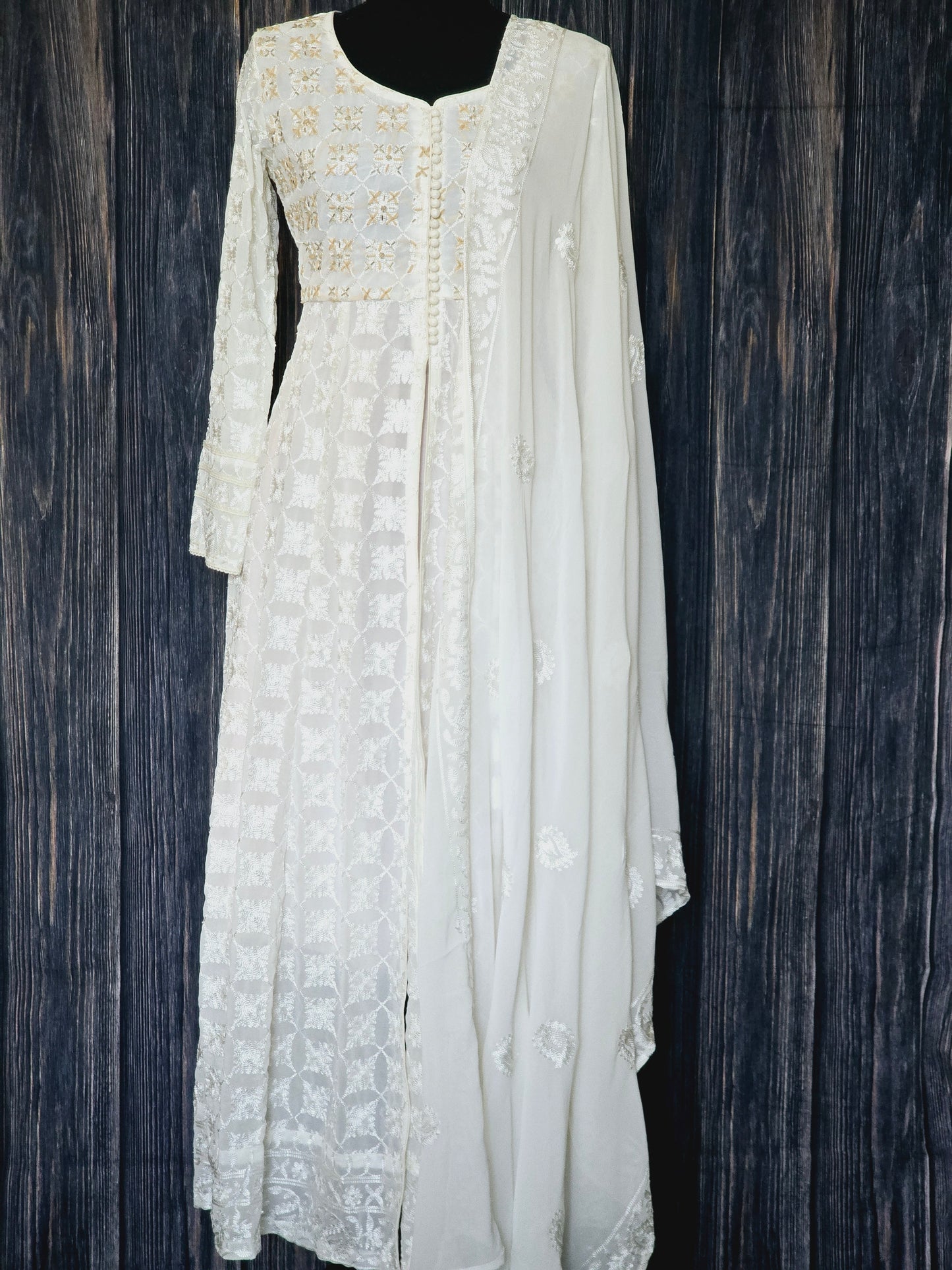 Off white georgette salwar suit ( front slit)