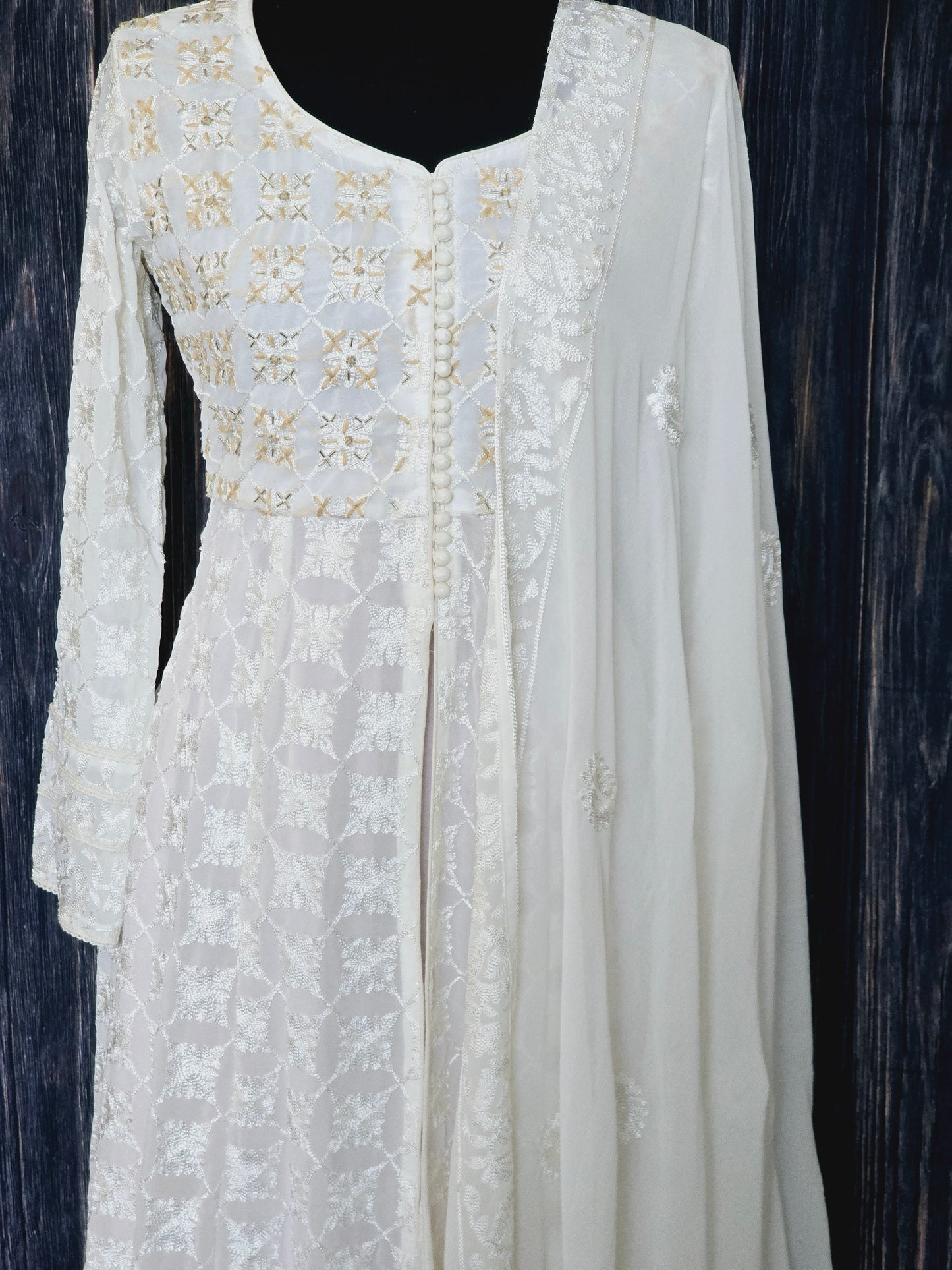 Off white georgette salwar suit ( front slit)