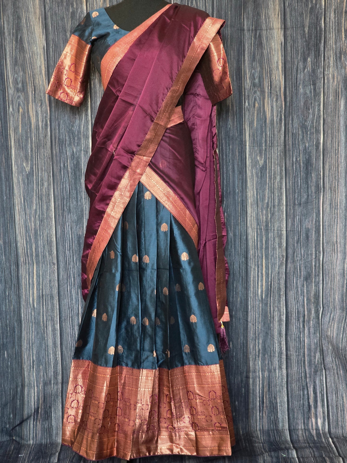 Dhavani ( silk) set Blue/ purple