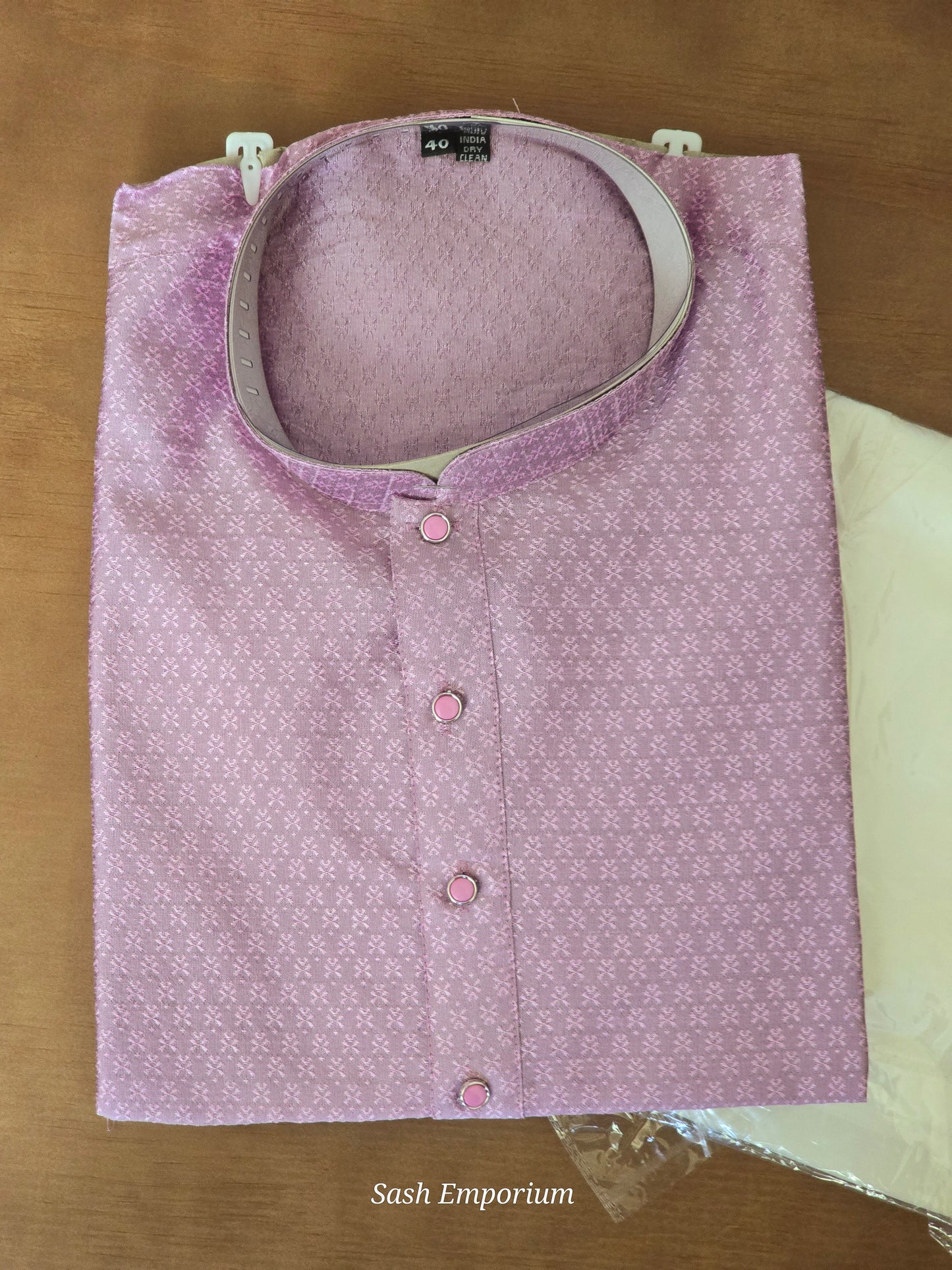 Lavender men's silk kurta with pants