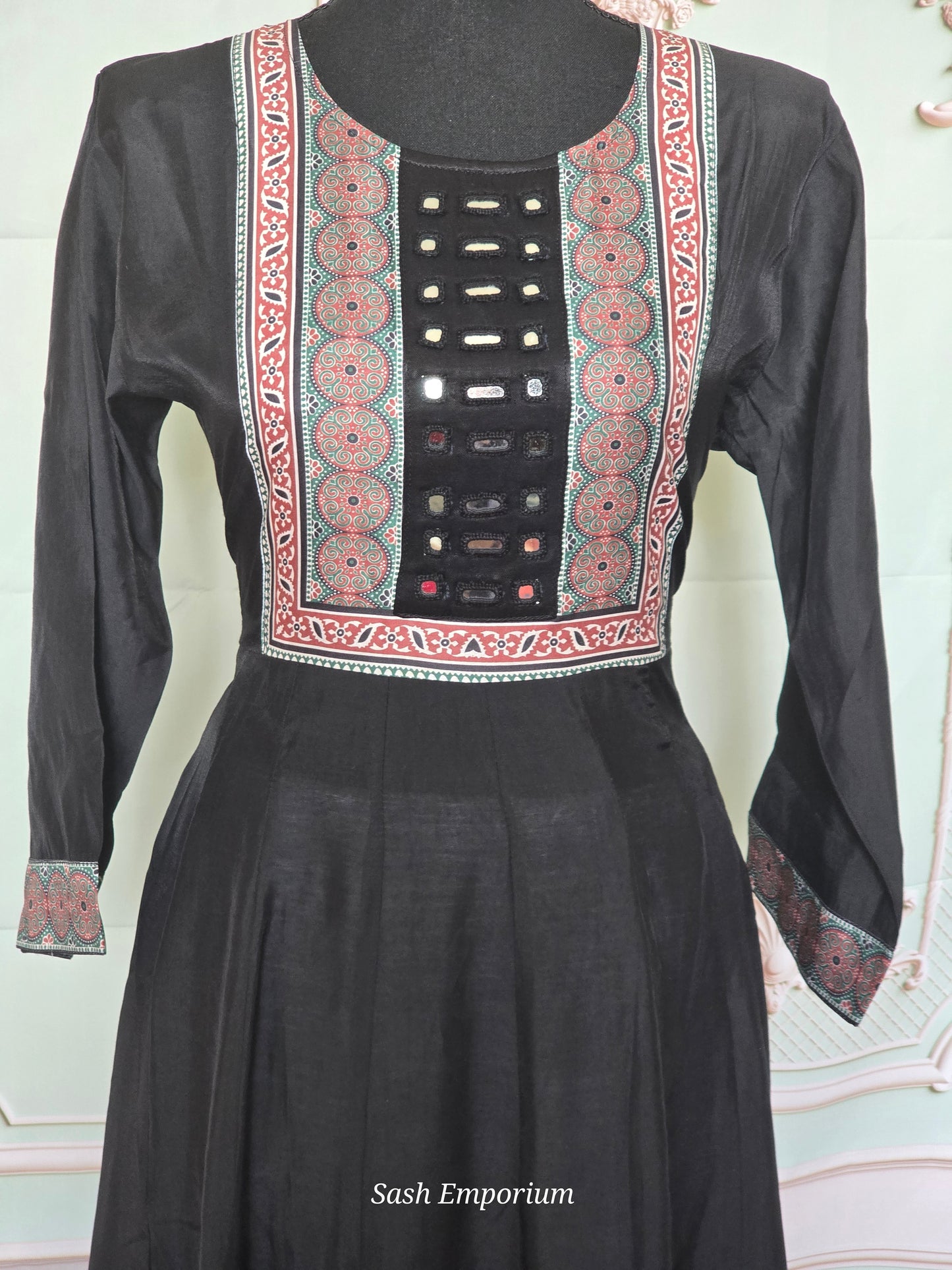 Premium muslin silk 3 PC set with ajrakh work on yoke - ajrakh dupatta and palazo