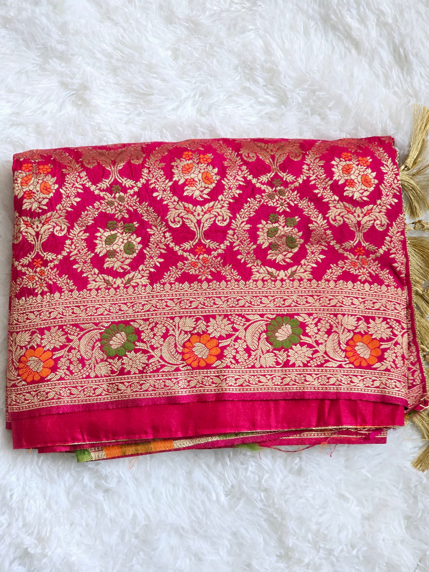 Khaddi georgette saree with meenakari work- stitched blouse