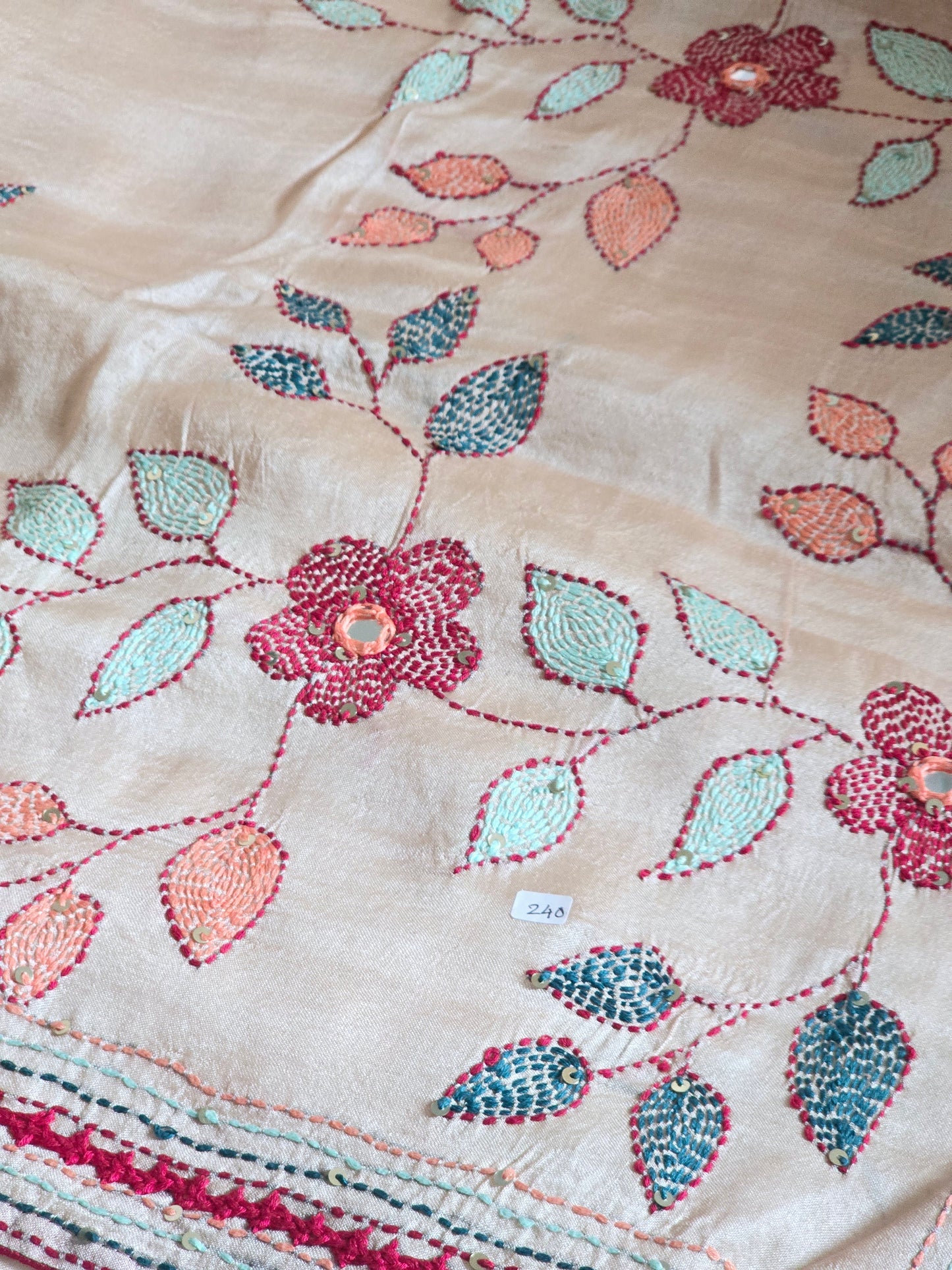 Pure tussar silk saree with kantha work