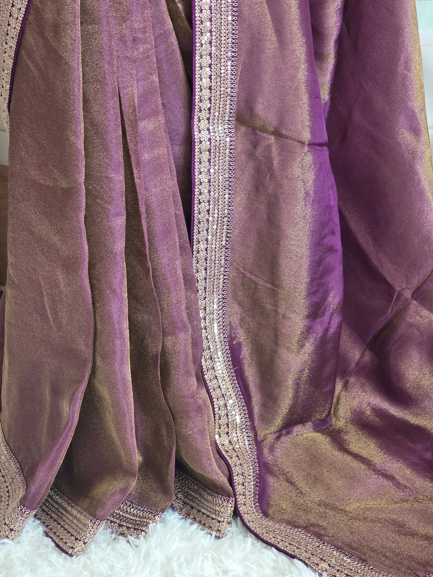Soft tissue designer saree with designer stitched blouse