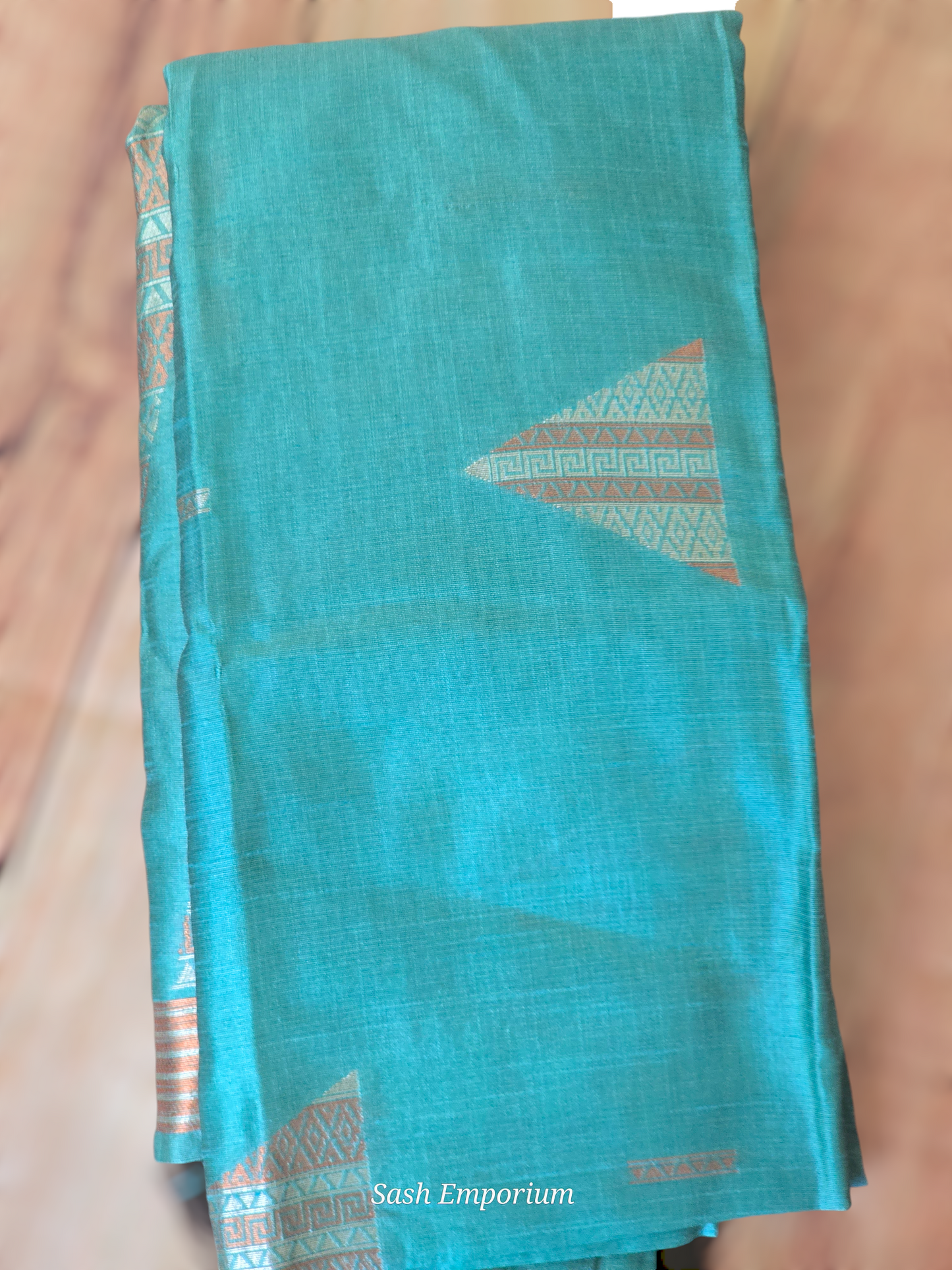 Semi silk saree with copper design- BP