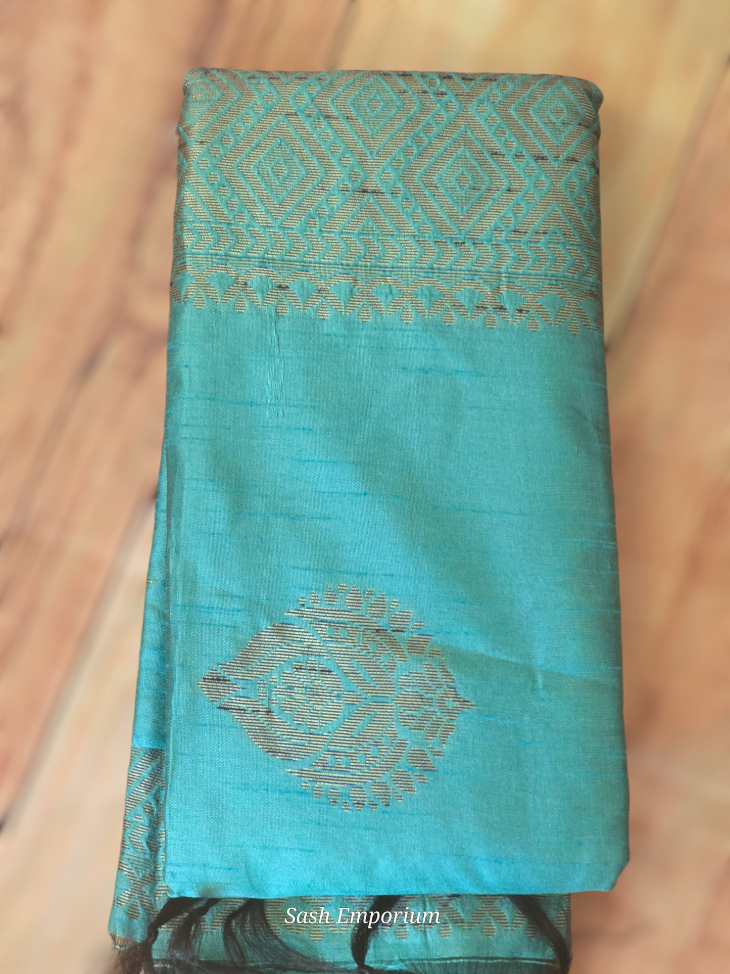 Semi silk saree with copper design- BP