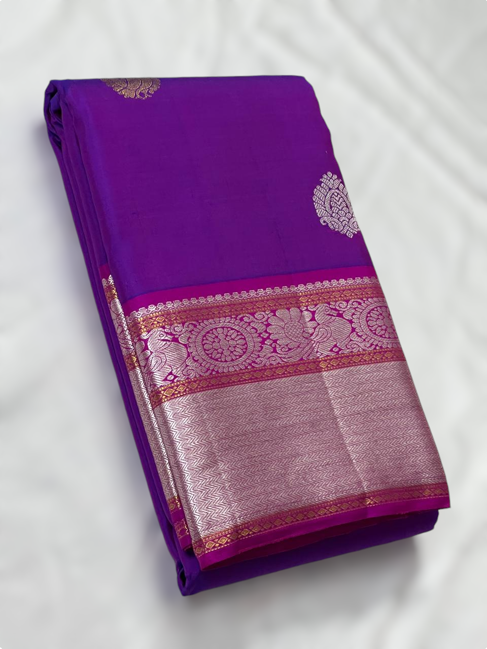 Kancheepuram silk saree with silver zari- BP