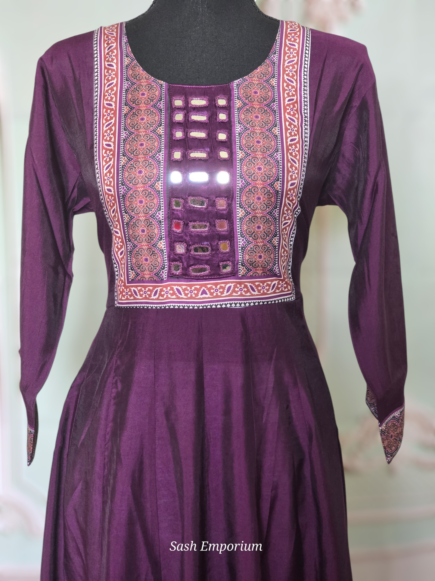Premium Muslin silk 3 PC set with ajrakh work on yoke - ajrakh dupatta nd palazo