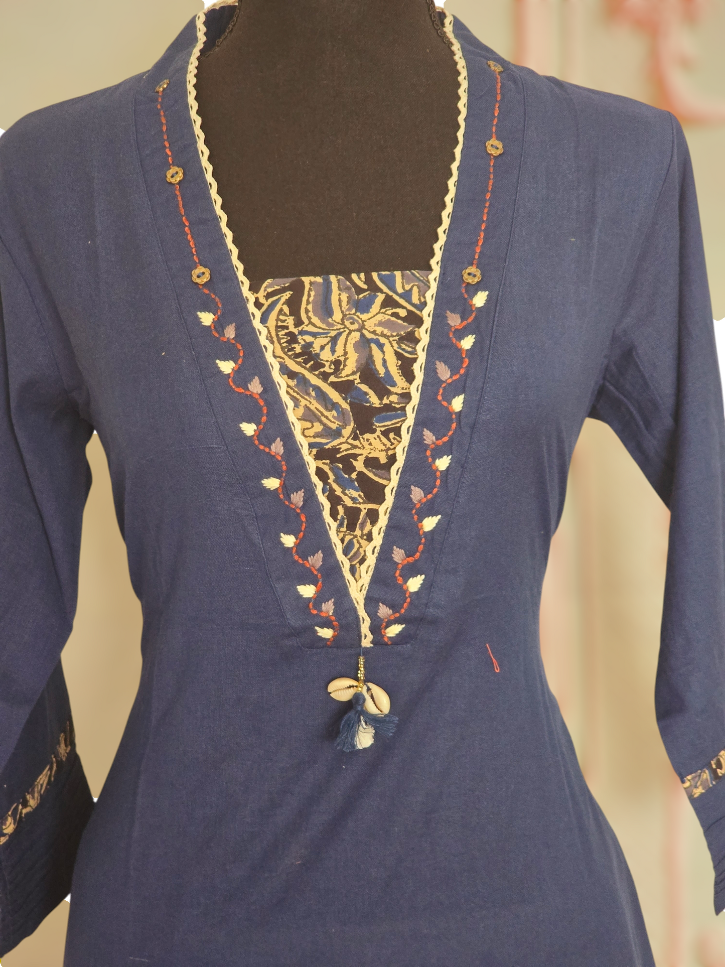 Cotton salwar suit set with kalamkari bottom and dupatta