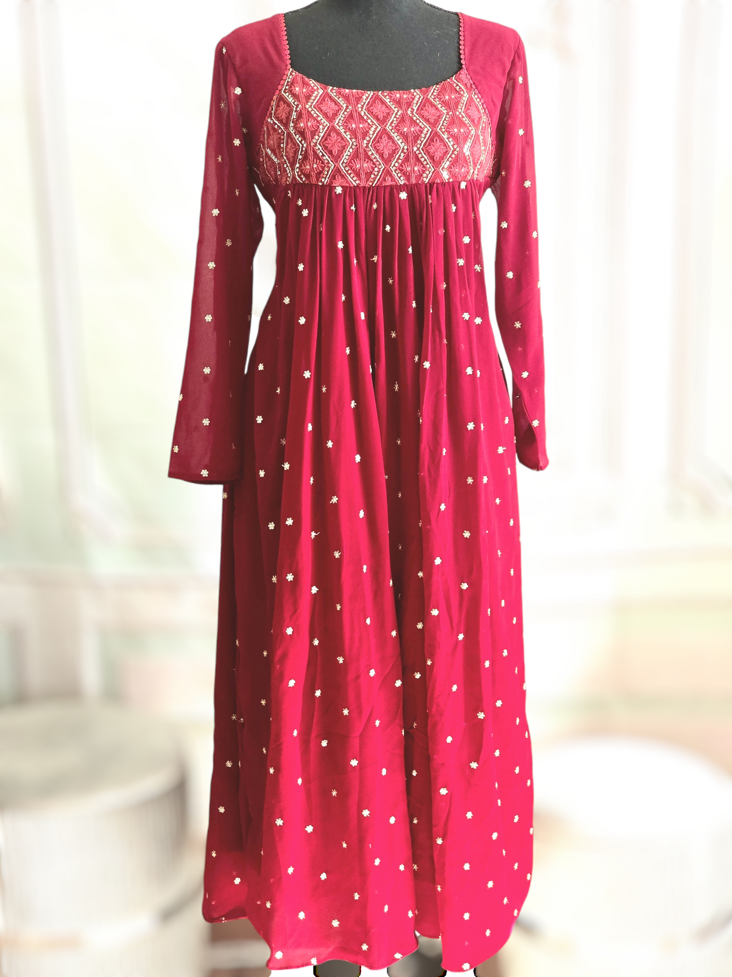 Dark Maroon A line kurti- Christmas special