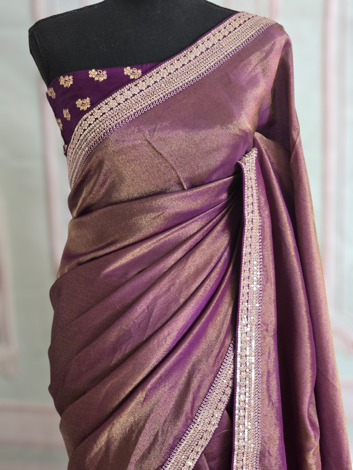 Soft tissue designer saree with designer stitched blouse