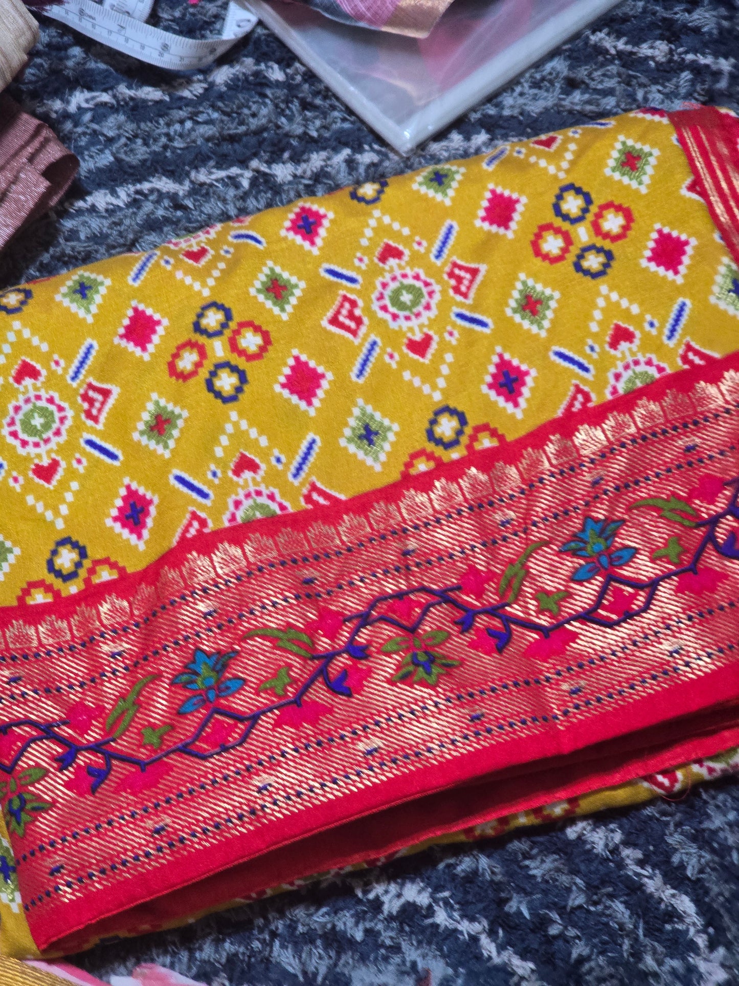 Semi Patola silk with stitched blouse