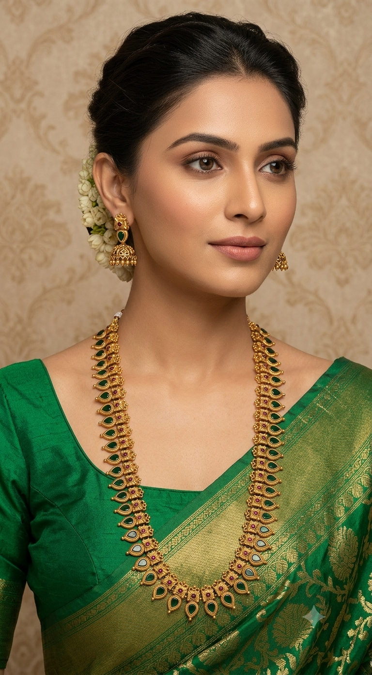 Palakka haaram with earrings