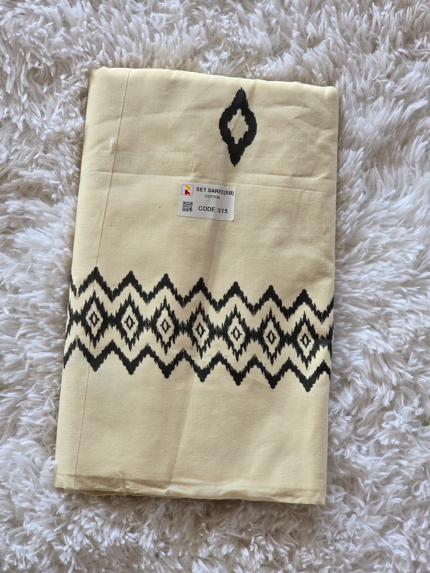 Cotton printed set saree (only (black ikkat blouse available extra)