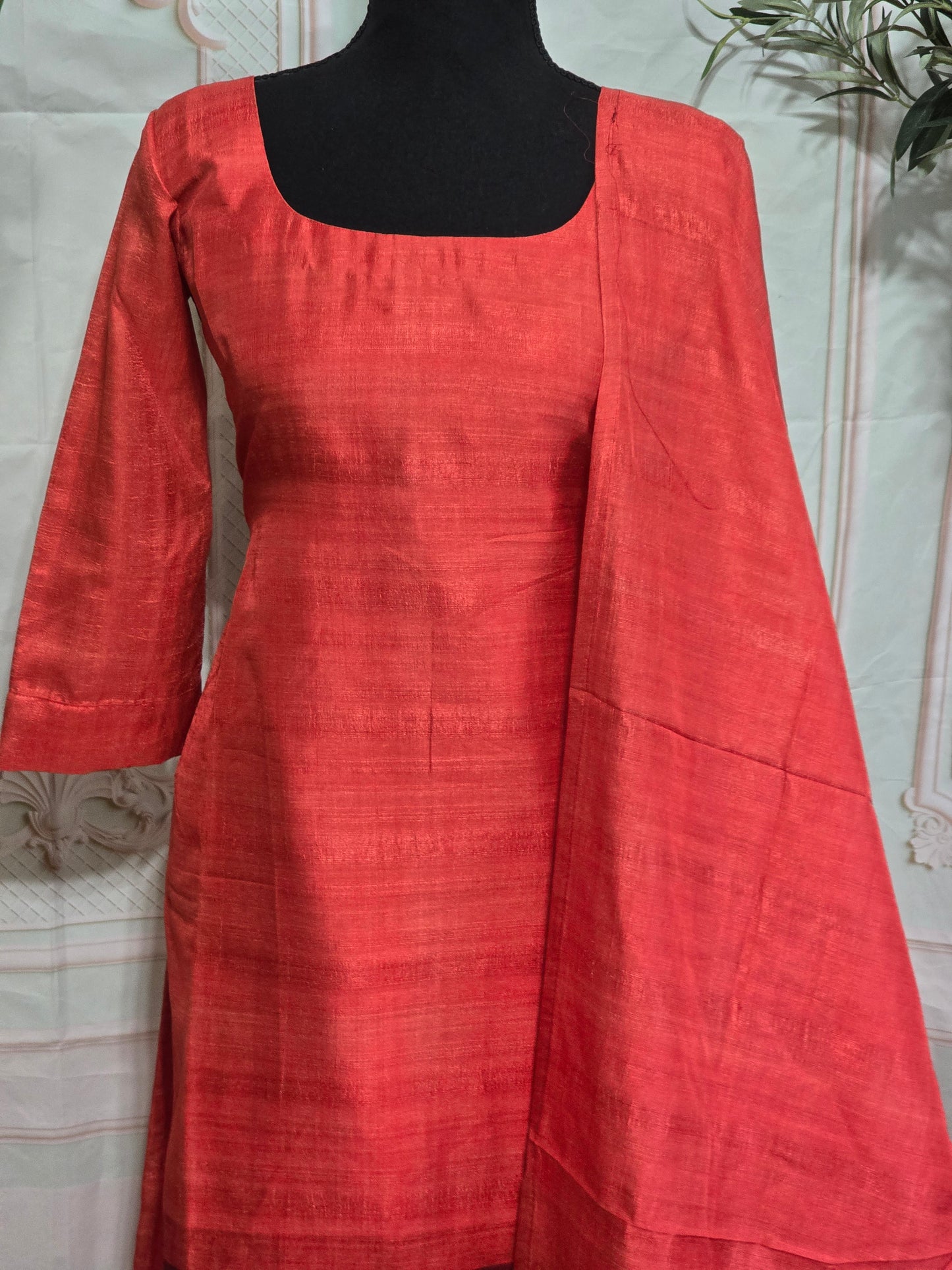 Semi tussar 3 pc salwar suit with multi color print