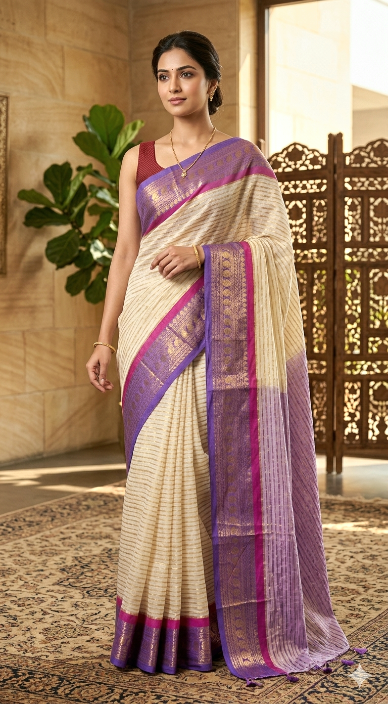 Semi cotton saree with kanchee border- No BP