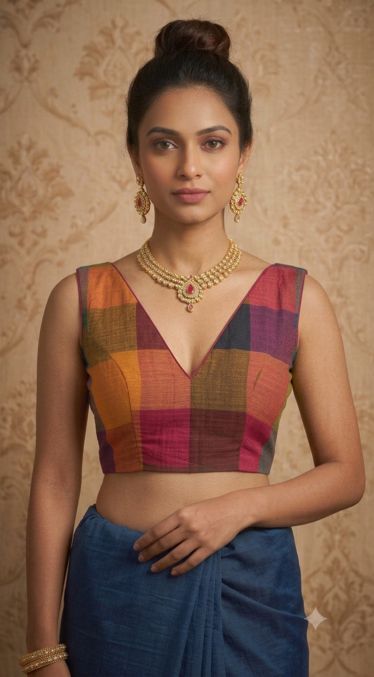 Madras cotton stitched blouse- pre-order (15-20 days)