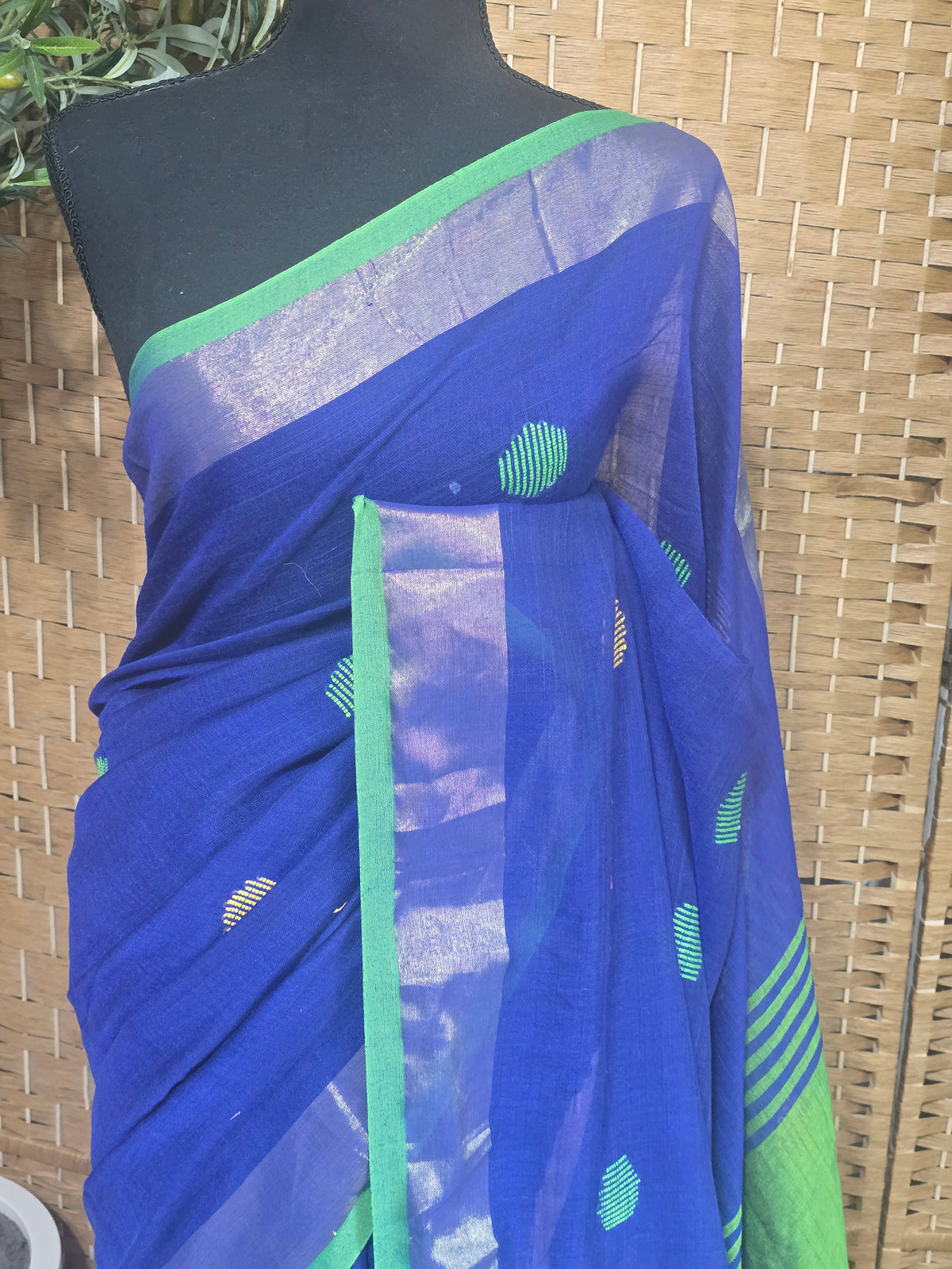 Semi linen saree with stitched blouse