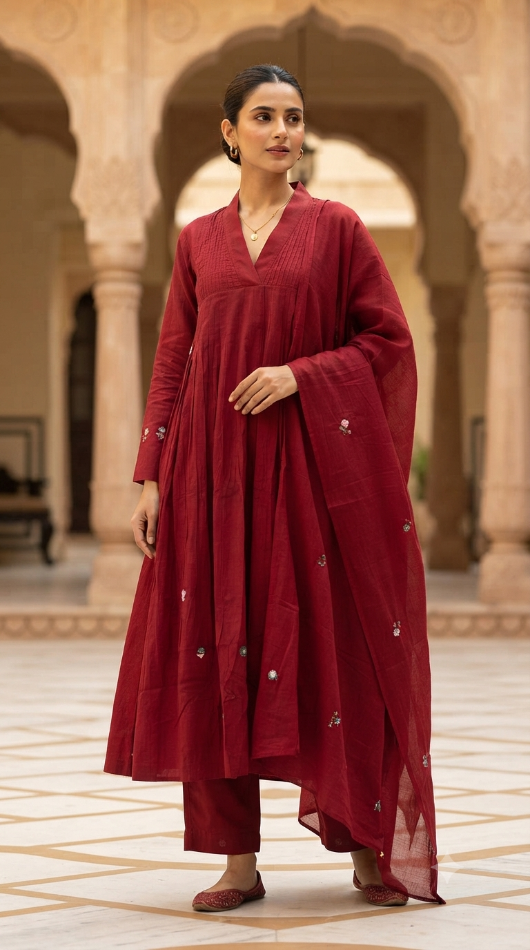 Malai chanderi 3 pc salwar suit set