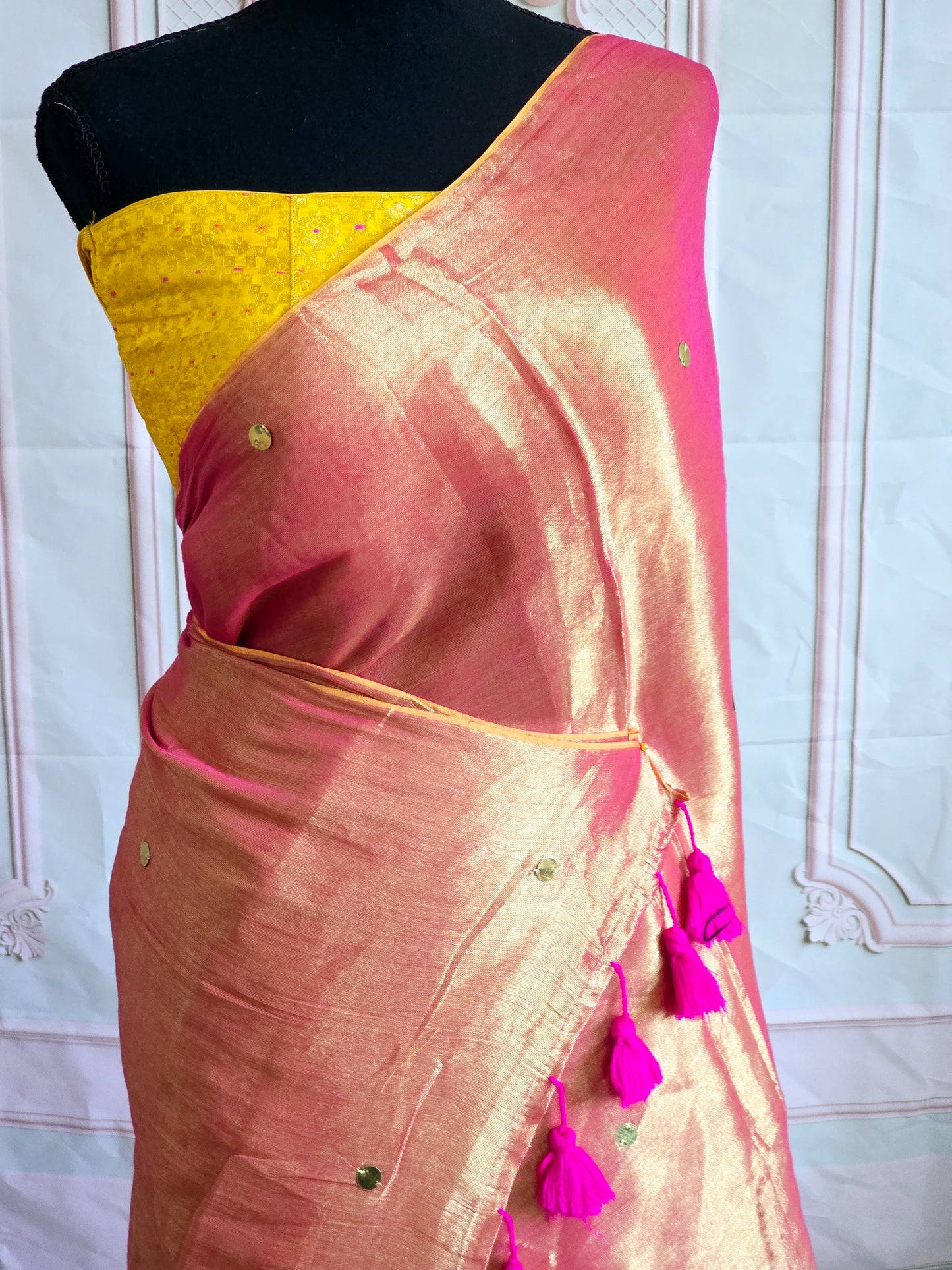 Semi tissue saree with sequins-No Bp