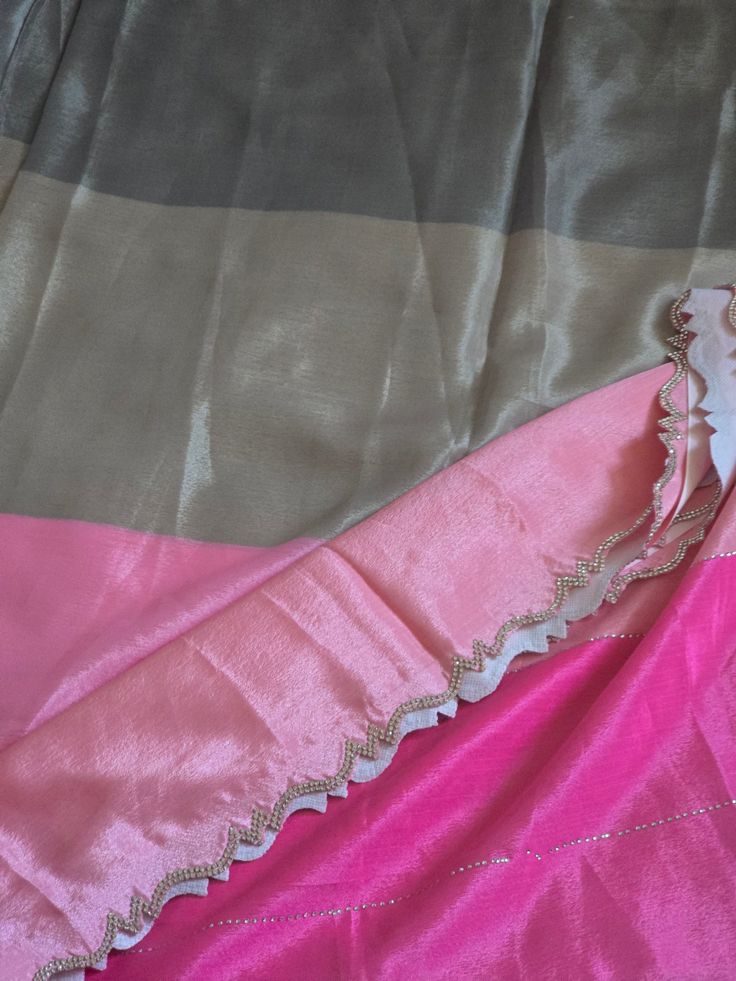 Chiffon saree with stone work- multi color shade- No Bp