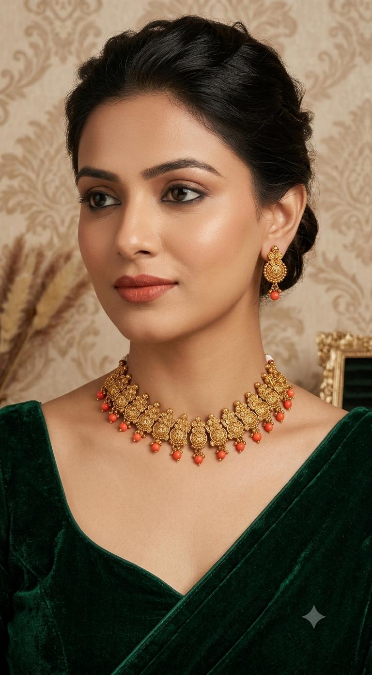 Short coral necklace