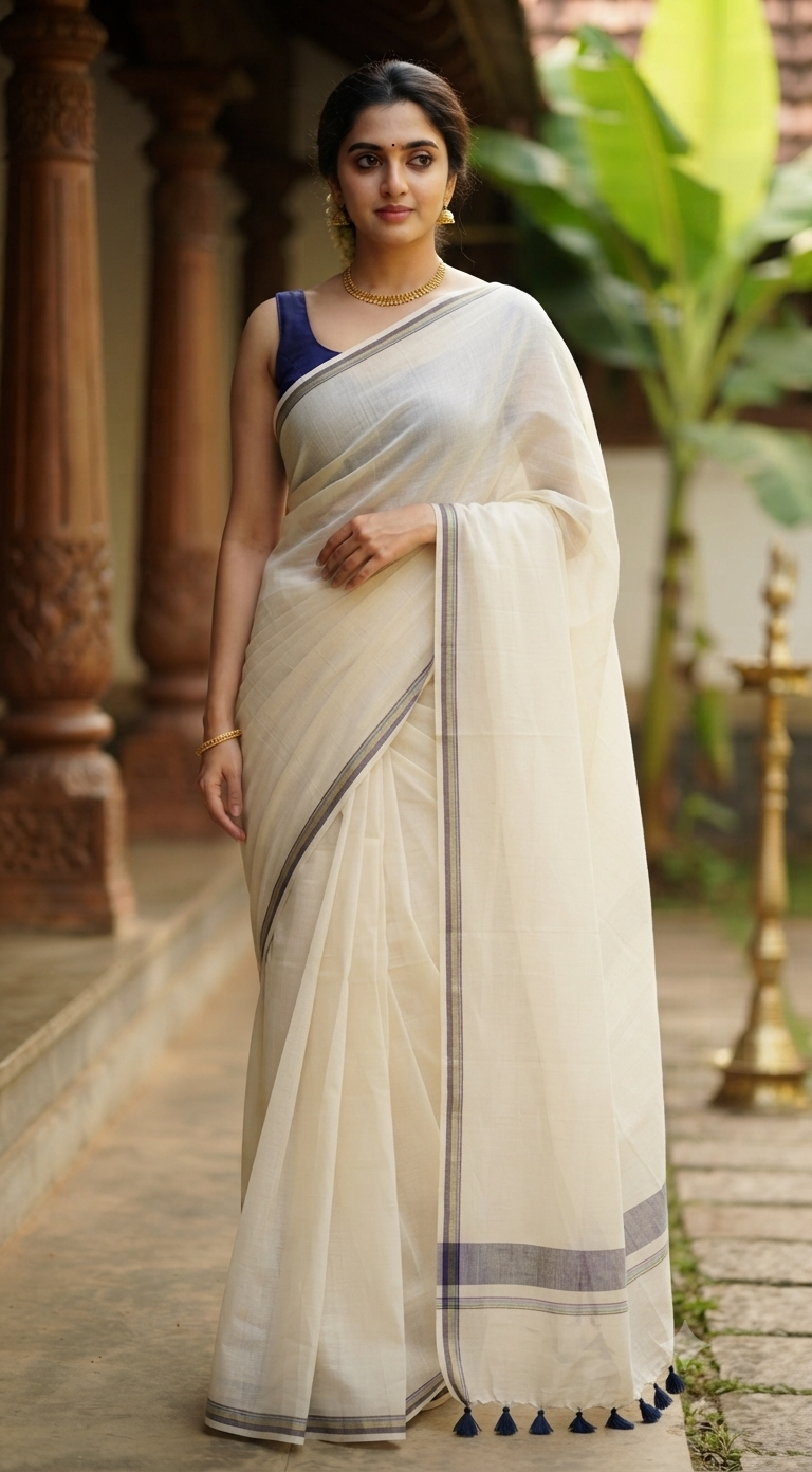 Mul cotton saree with black border( fall and pico ready)- BP