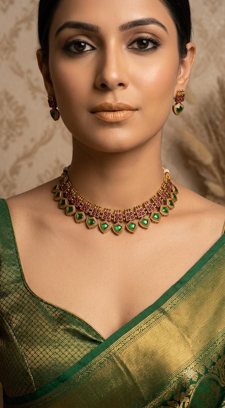 Traditional green/red palakka set