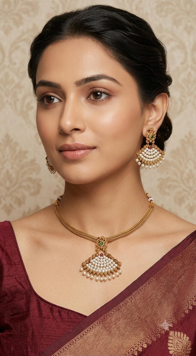 Swethambari necklace with earrings