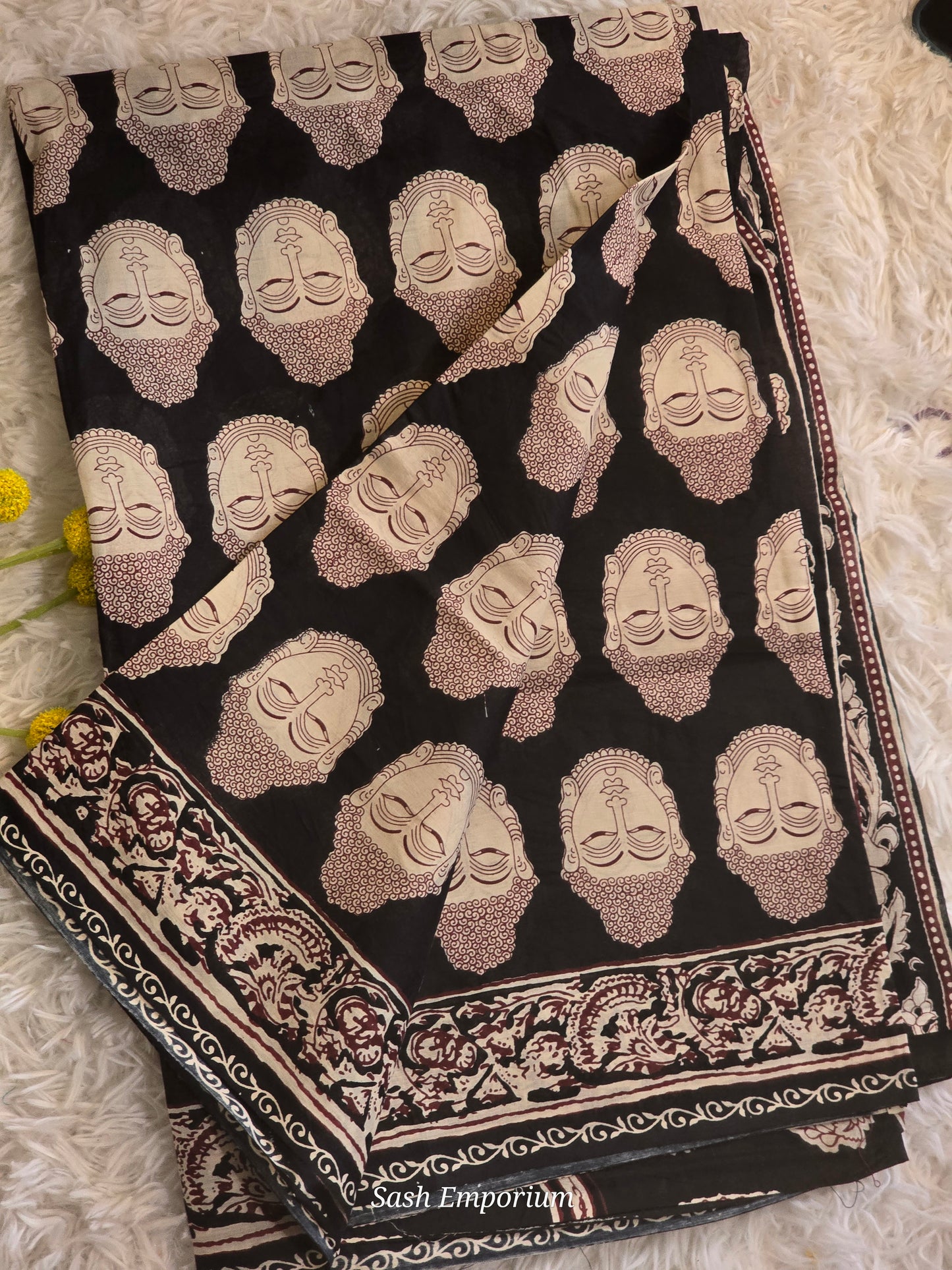 Soft cotton saree with budha design
