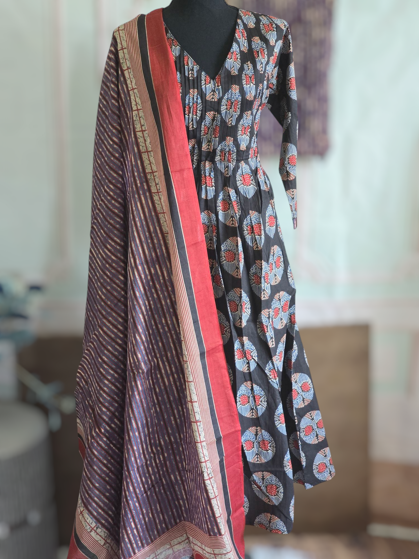 Cotton anarkali salwar suit 3 pc set