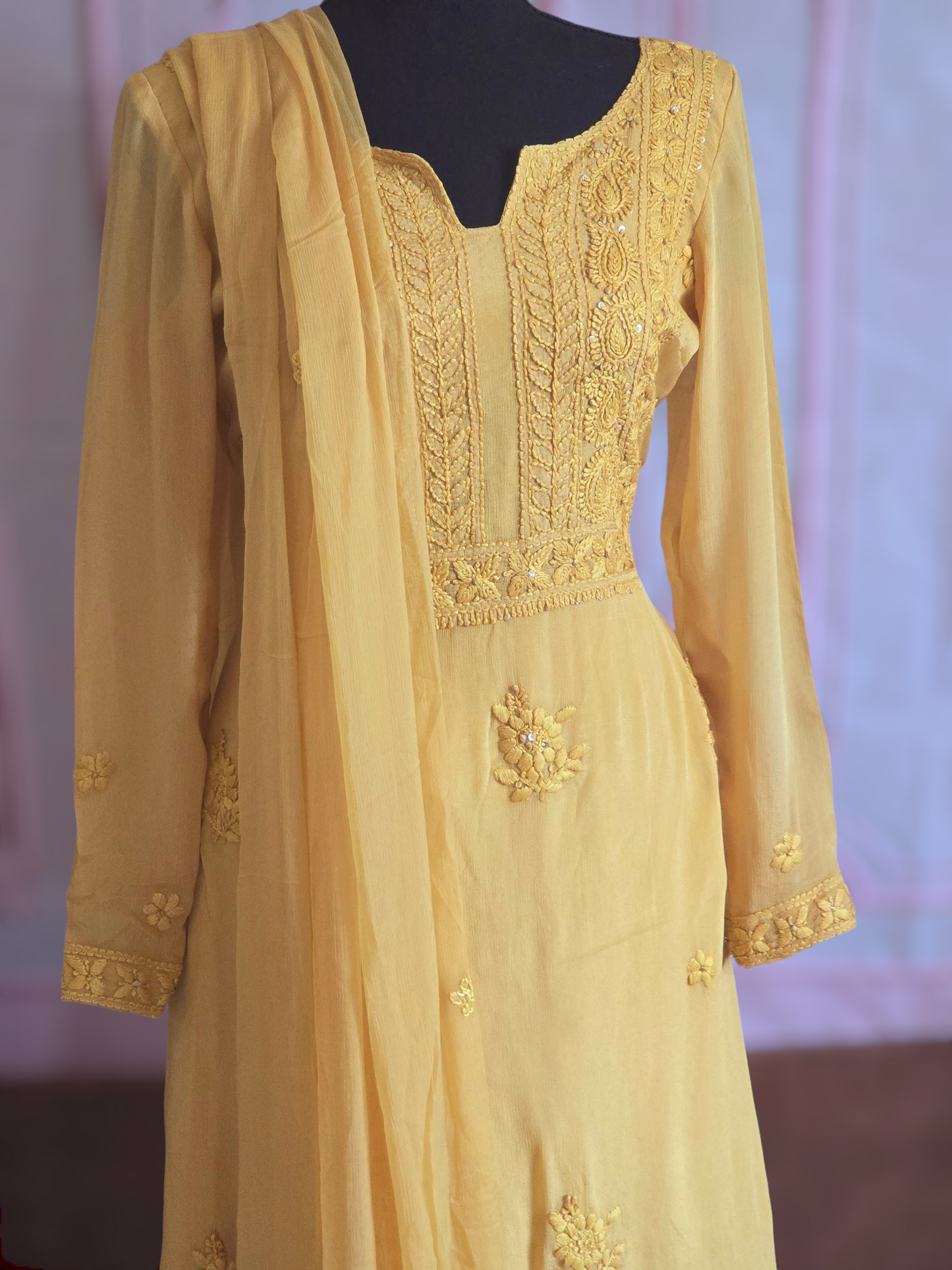Pure georgette chikankari salwar suit set