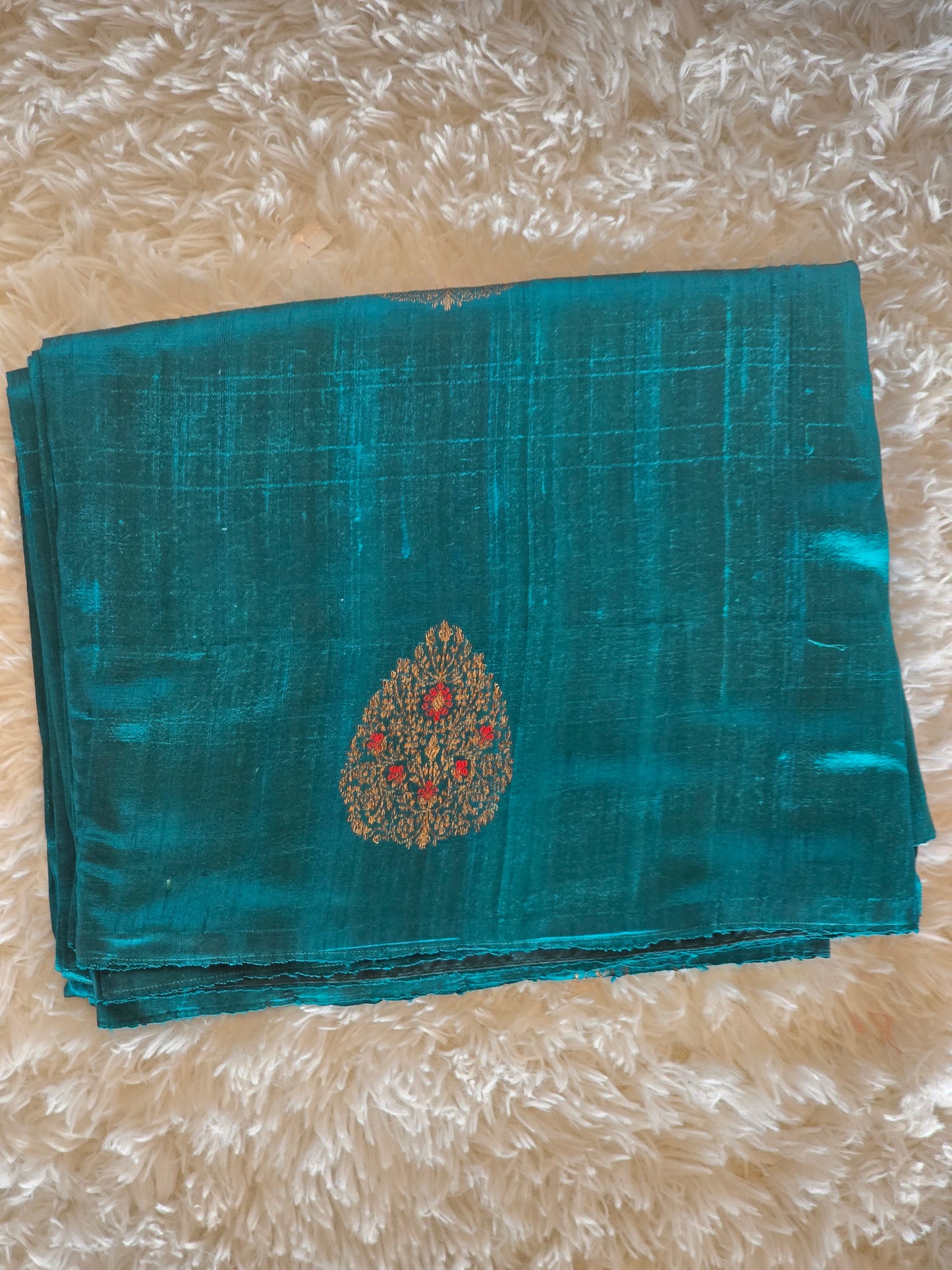 Pure tussar raw silk saree with stitched blouse