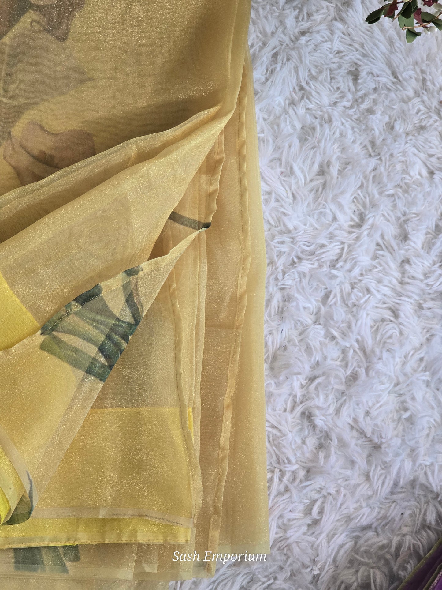 Semi organza saree with floral design