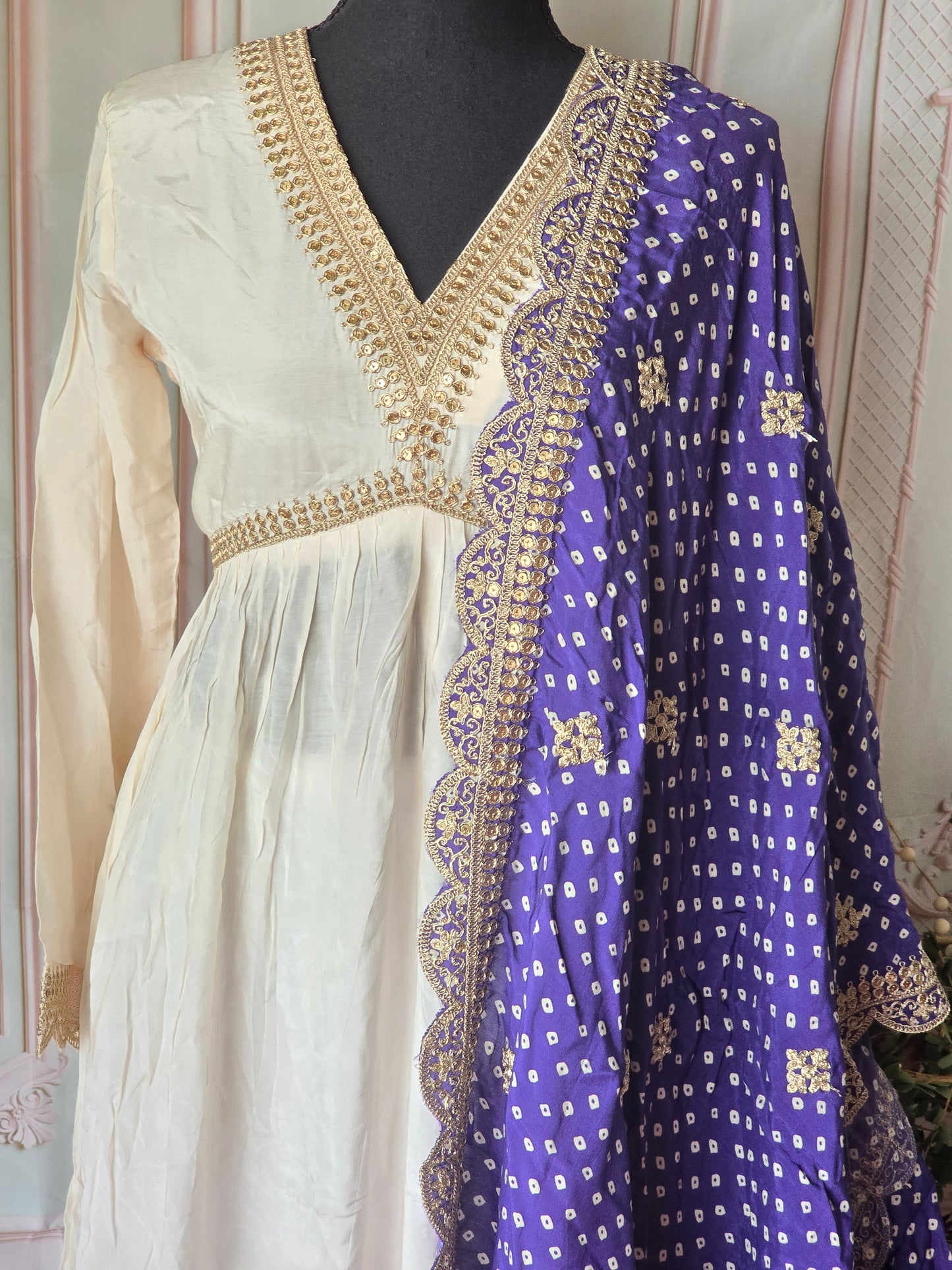 Creme salwar suit 3 pc set