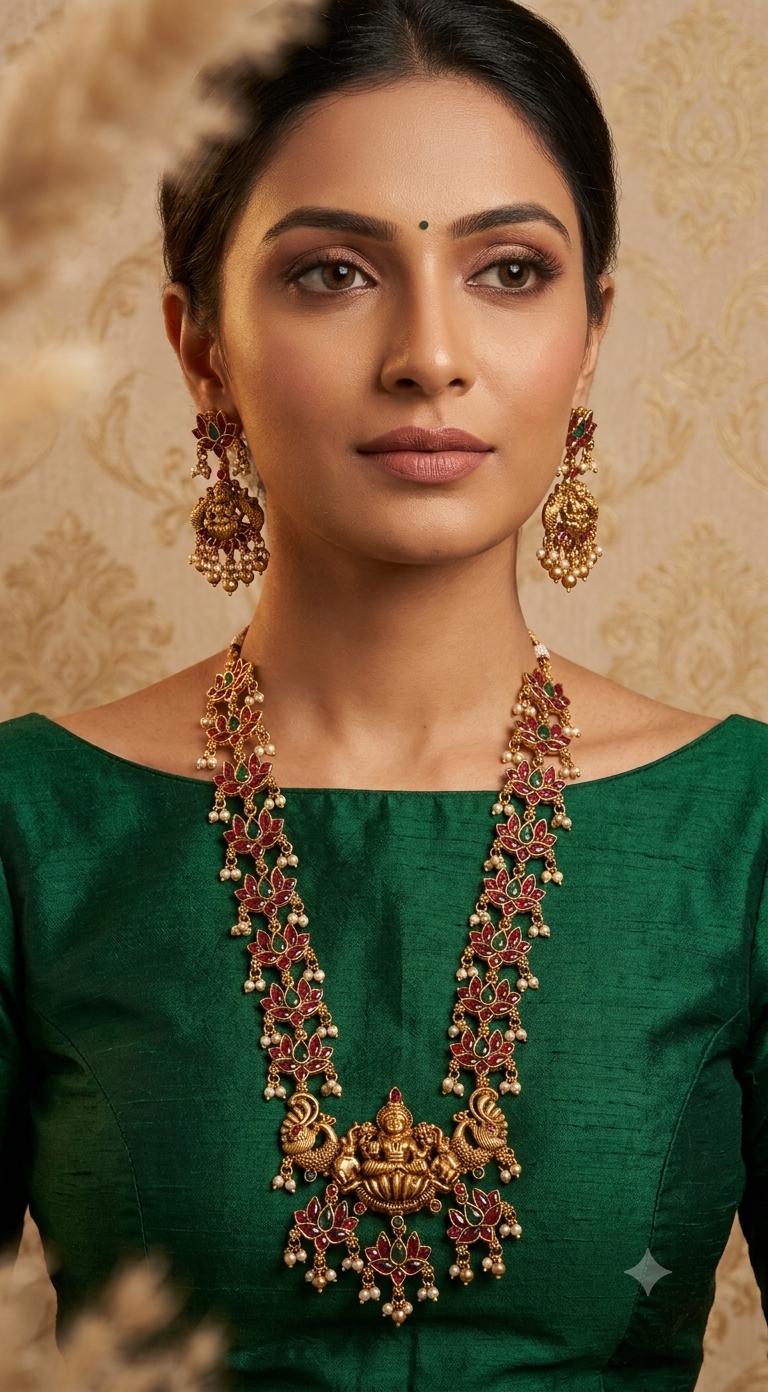 Lotus long haaram with earrings