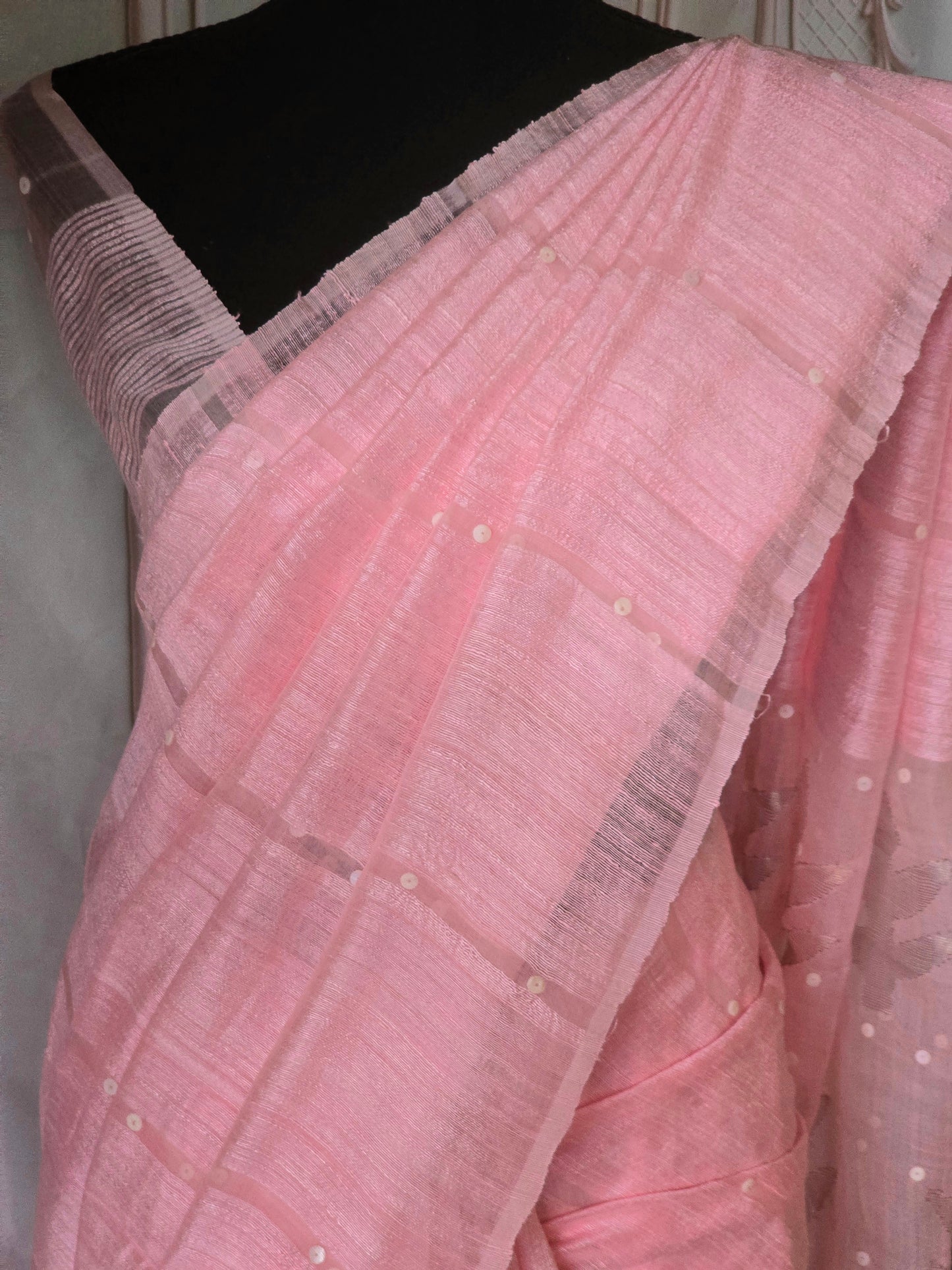 Pure linen by linen saree with blouse pc