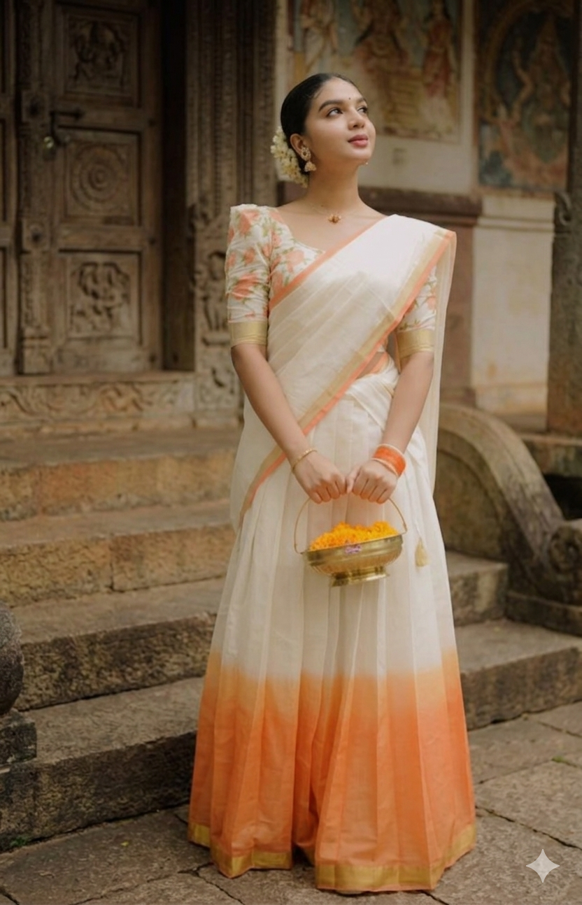 Cotton dhavani set with block print ( S-M size)