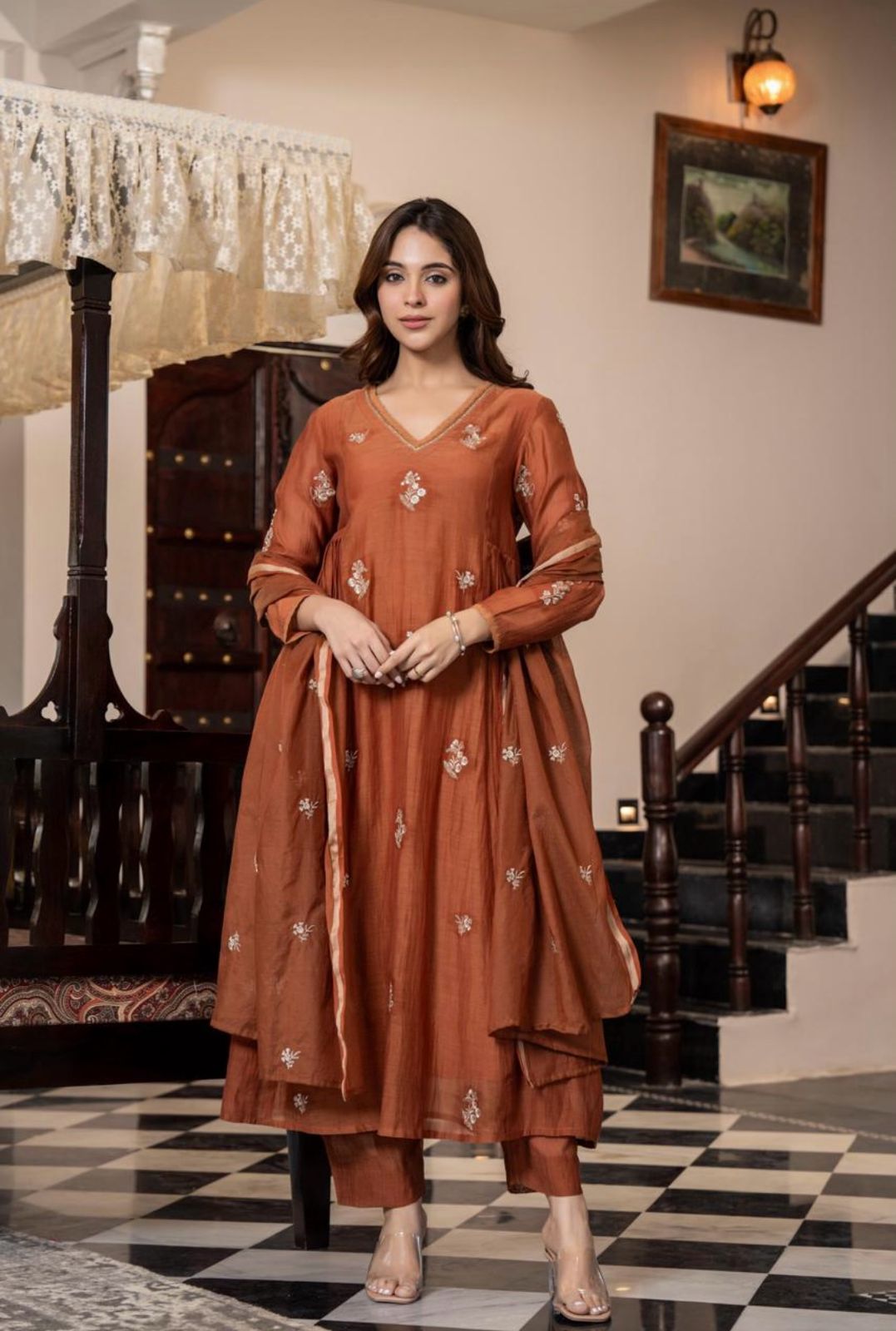 Chanderi silk 3 PC suit set