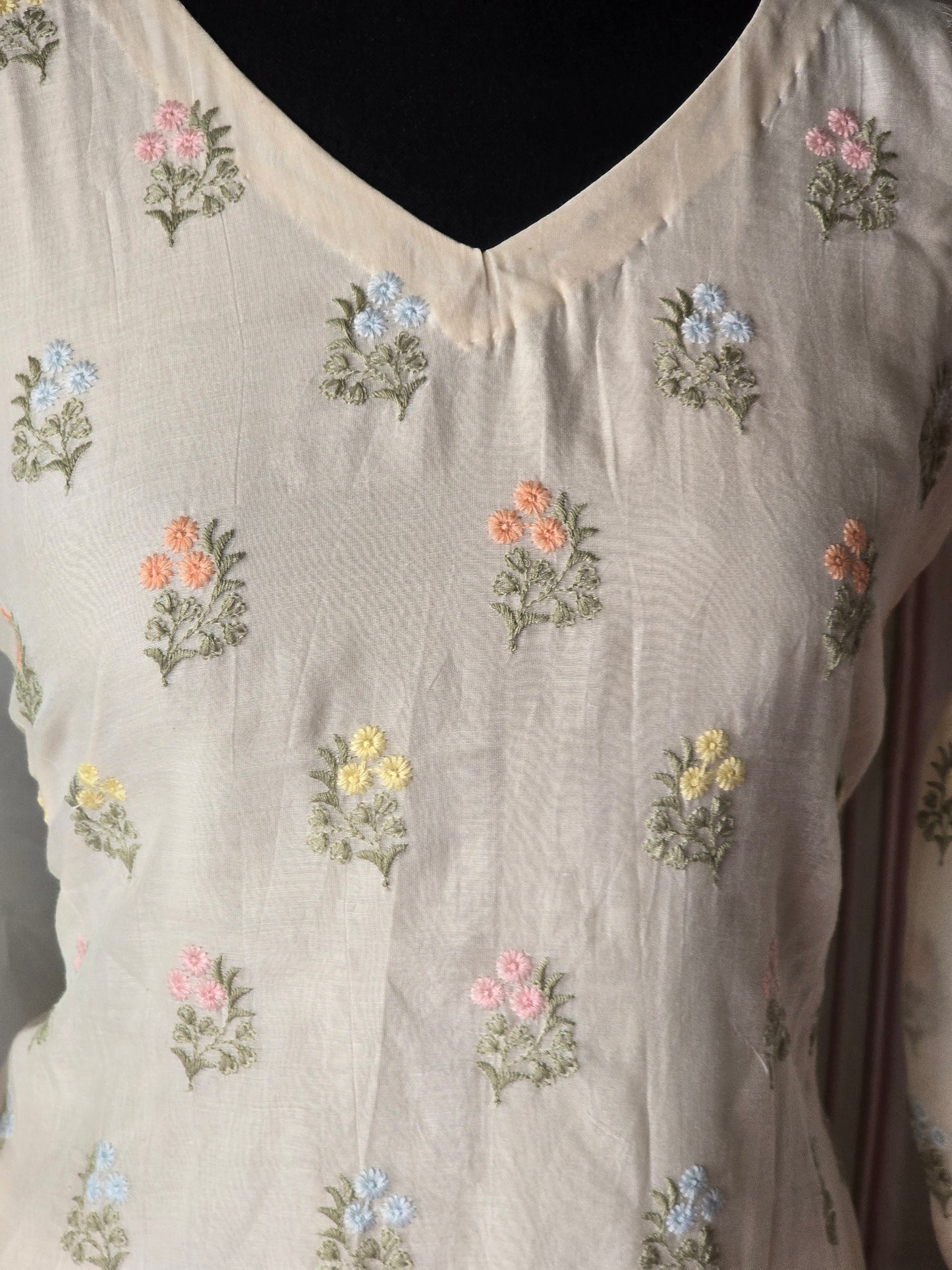 Malai chanderi off white kurti