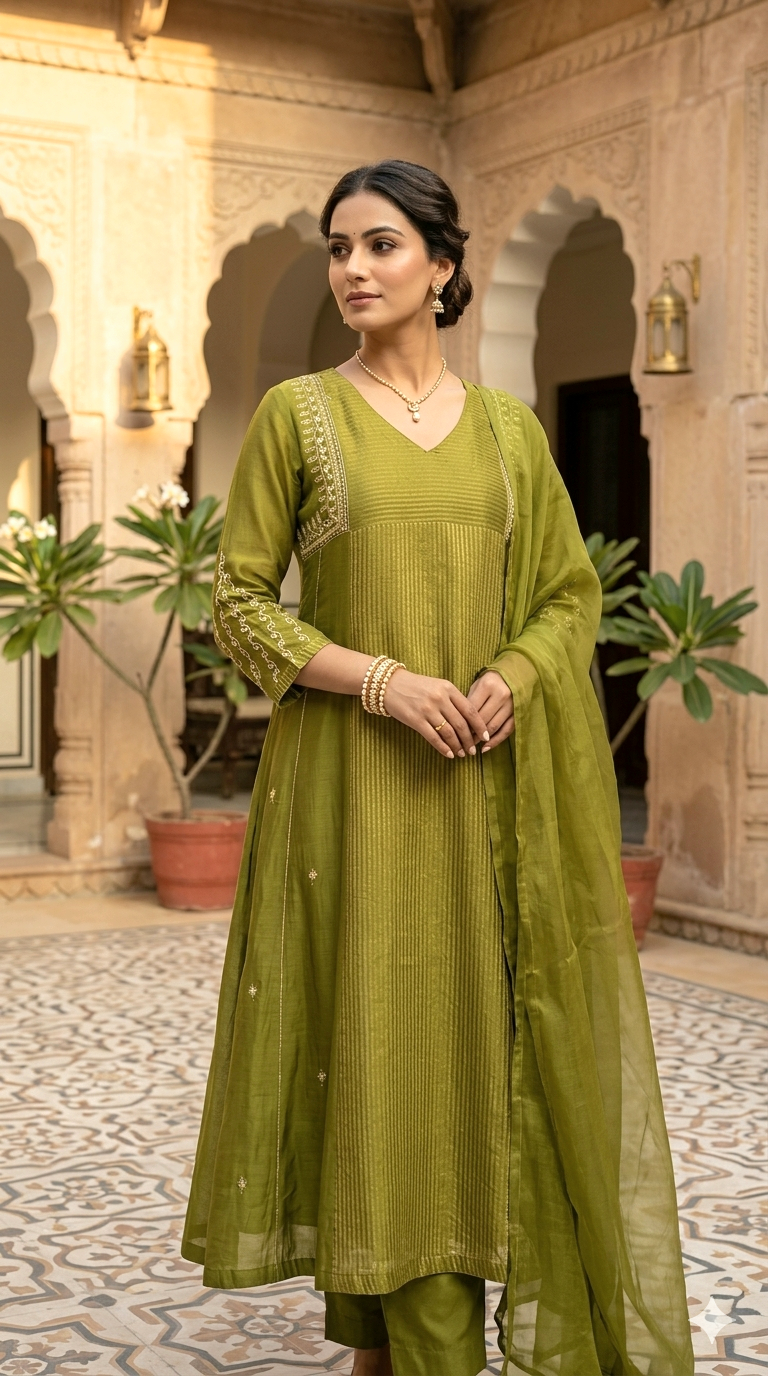 Premium mul chanderi 3 pc salwar suit set