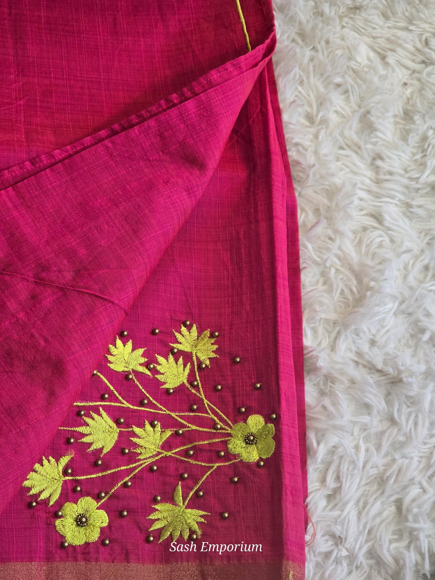 Cotton silk saree with embroidery work
