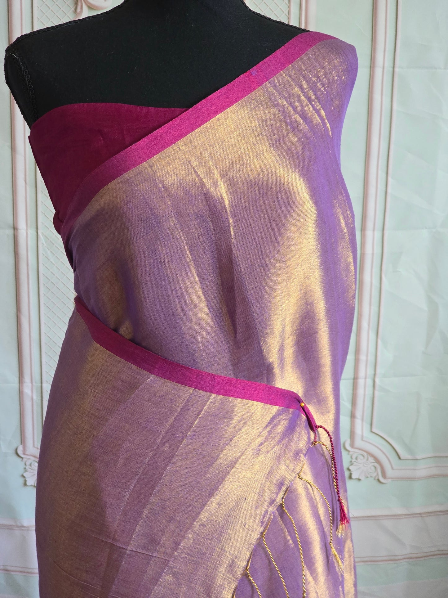Semi tissue saree-copper/purple double shade- No BP