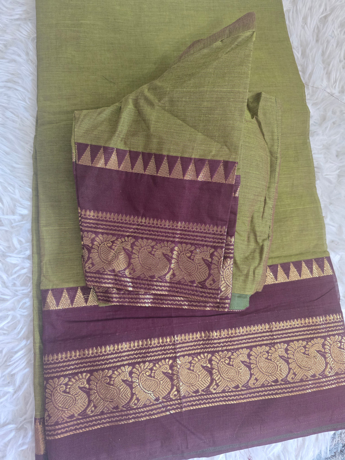 Chettinad cotton saree with stitched blouse