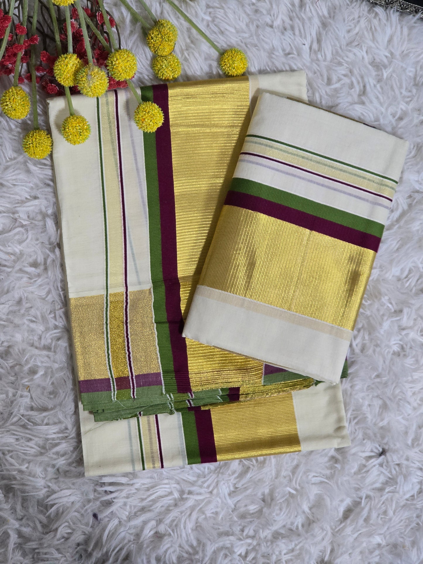 Cotton set mund- green / purple